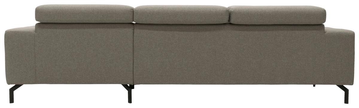 Ecksofa Cunelli Silberfarben Webstoff - Silberfarben/Schwarz, Design, Textil (292/175cm) - MID.YOU