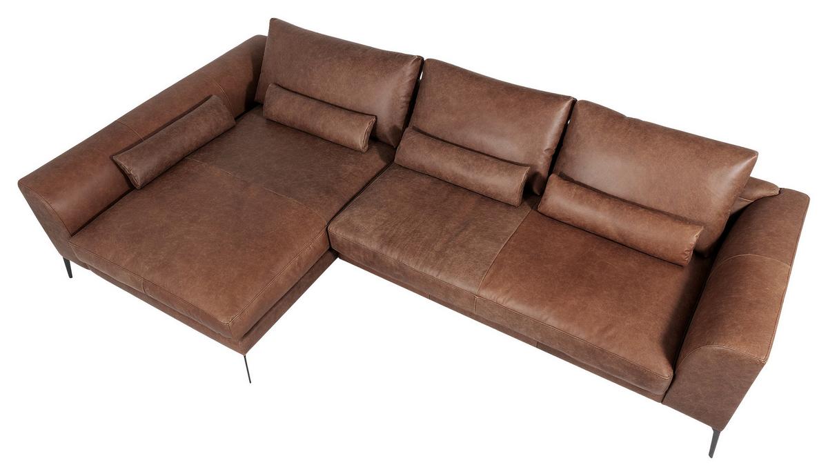 Ecksofa Berlin Braun S: 172 cm - Schwarz/Braun, Design, Leder (172/313cm) - Livetastic