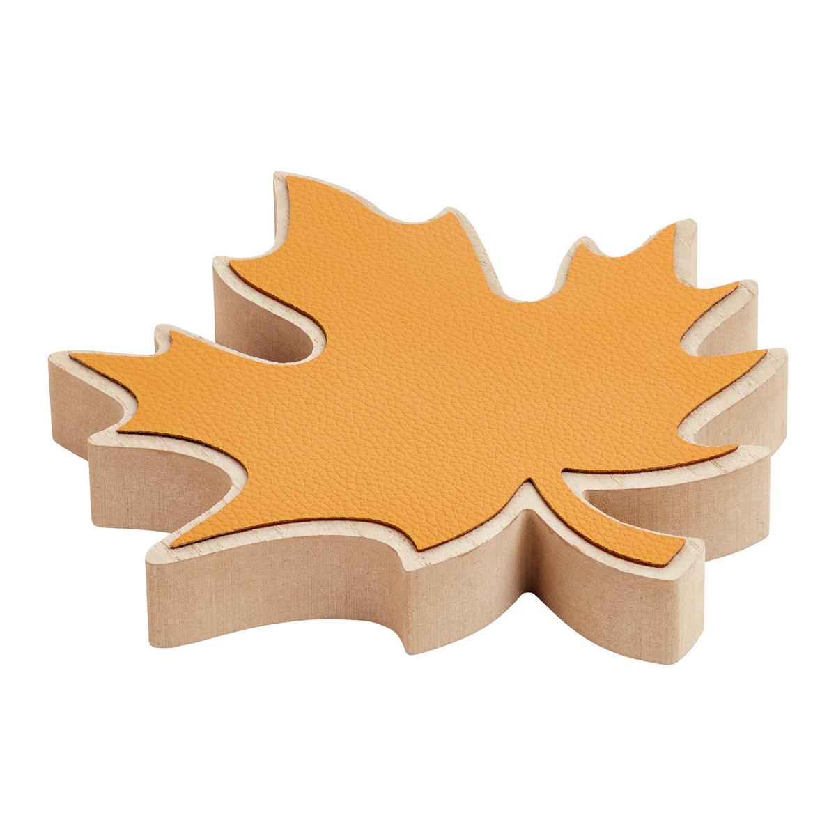 DEKORAČNÍ TALÍŘ LEAF - přírodní barvy/žlutá, Konvenční, dřevo/textil (21/20/2,6cm) - Modern Living