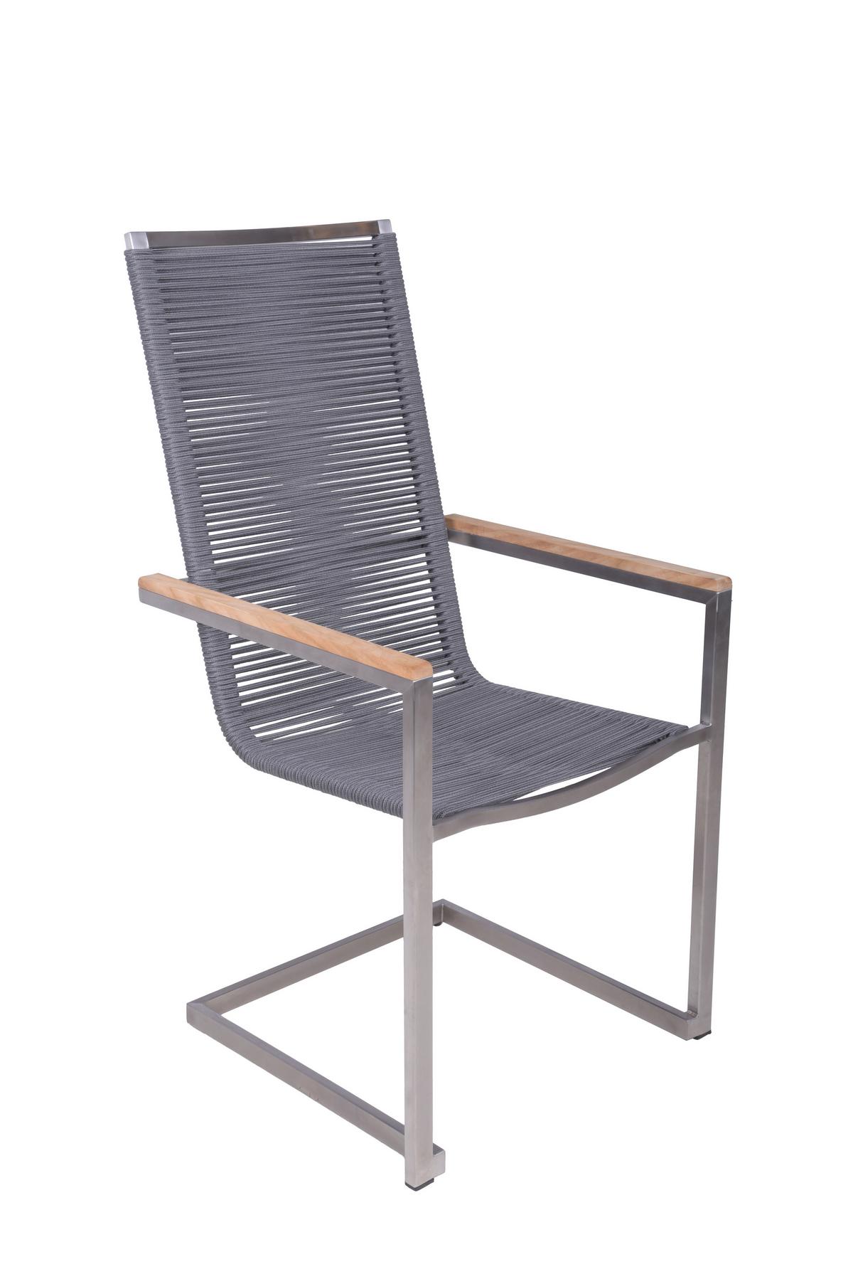 Gartenstuhl-Set Pavia - Anthrazit/Silberfarben, Basics, Holz/Kunststoff (61/108/56cm) - Gardenson