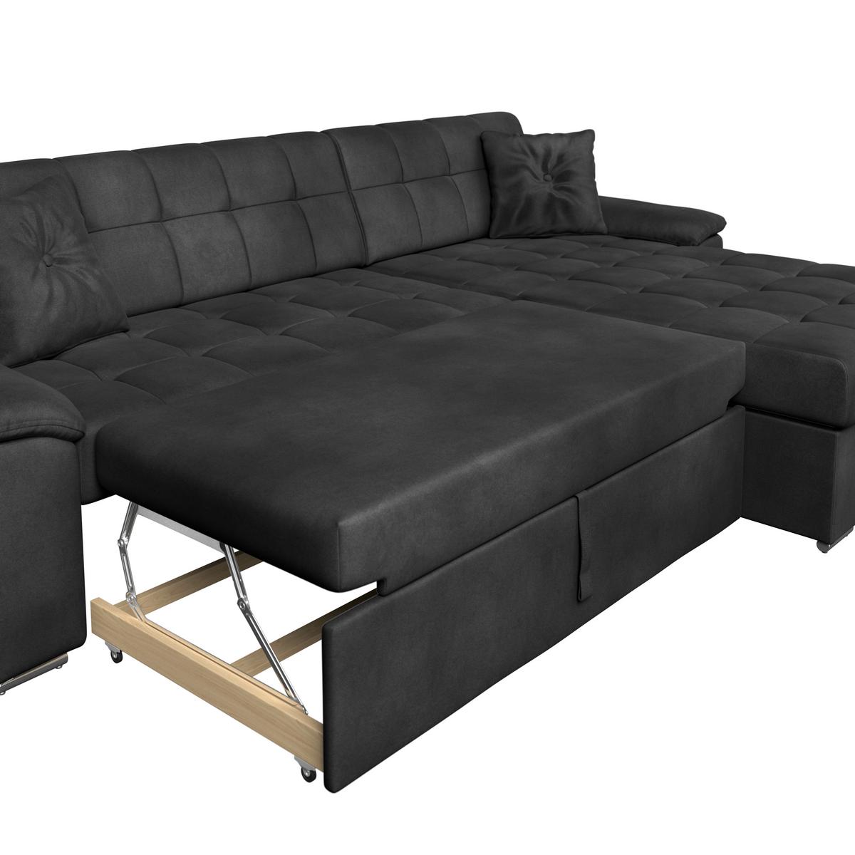 Ecksofa mit Bettkasten Bali schwarz, 257x167 cm - Schwarz, Trend, Textil (257/167cm) - Livetastic