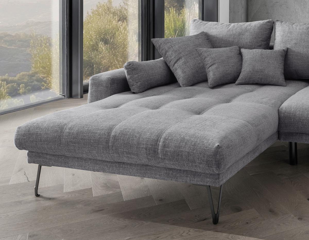 Ecksofa Garda, Grau S: 192x310 Cm - Schwarz/Grau, KONVENTIONELL, Textil (192/310cm) - Livetastic