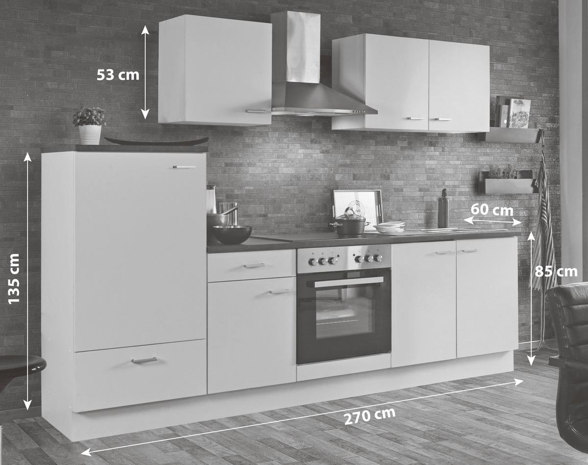 Küchenblock White-Classic - Graphitfarben/Weiß, KONVENTIONELL, Holzwerkstoff (270cm) - Menke