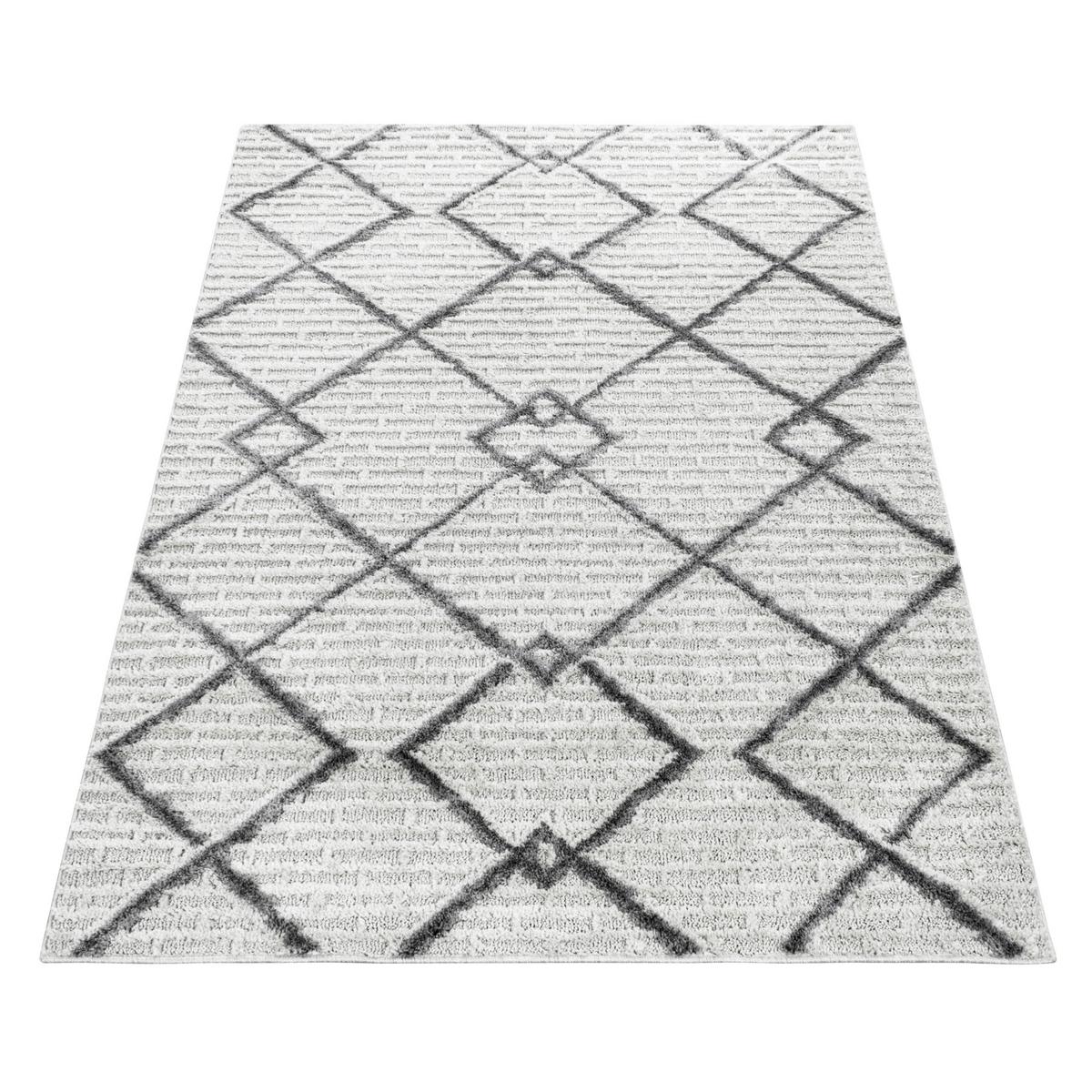Webteppich Creme/Grau Pisa 80x150 cm - Creme, KONVENTIONELL, Textil (80/150cm)