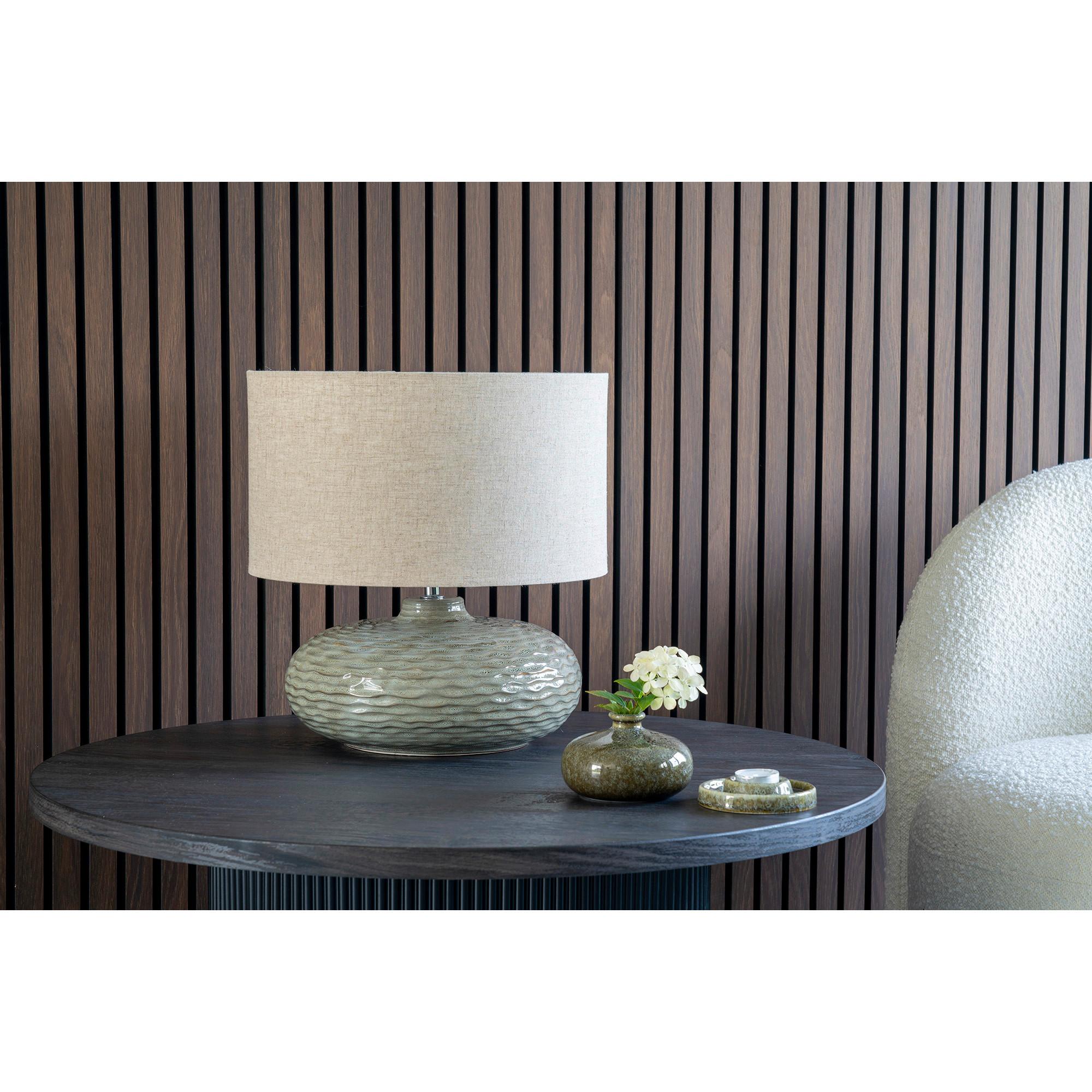 Tischleuchte Oldham Table Lamp - Beige/Silberfarben, Basics, Keramik/Textil (36/44cm)