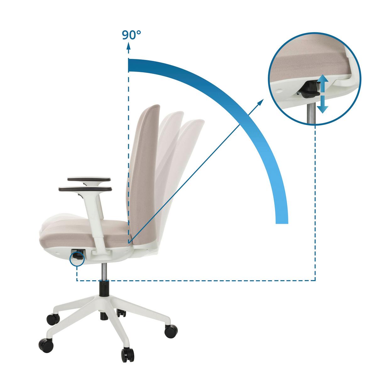 Bürostuhl Nestora Mit Armstützen Beige - Beige/Schwarz, Basics, Kunststoff/Textil (70/103-113/70cm) - MID.YOU