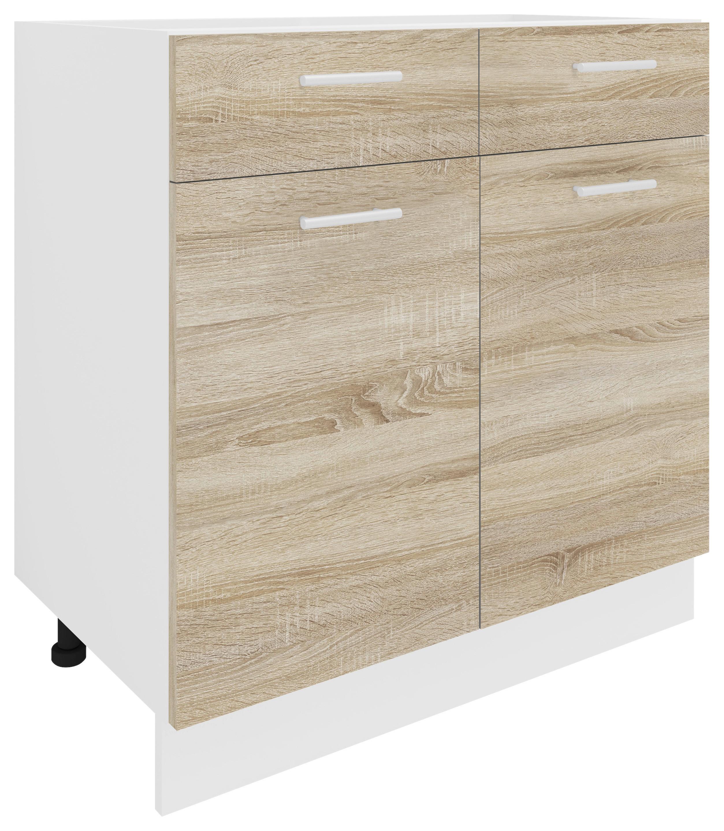 Küchenunterschrank Esilo B: 80 cm Weiß/Eiche Dekor - Weiß/Sonoma Eiche, KONVENTIONELL, Holzwerkstoff (80/82/46cm) - MID.YOU