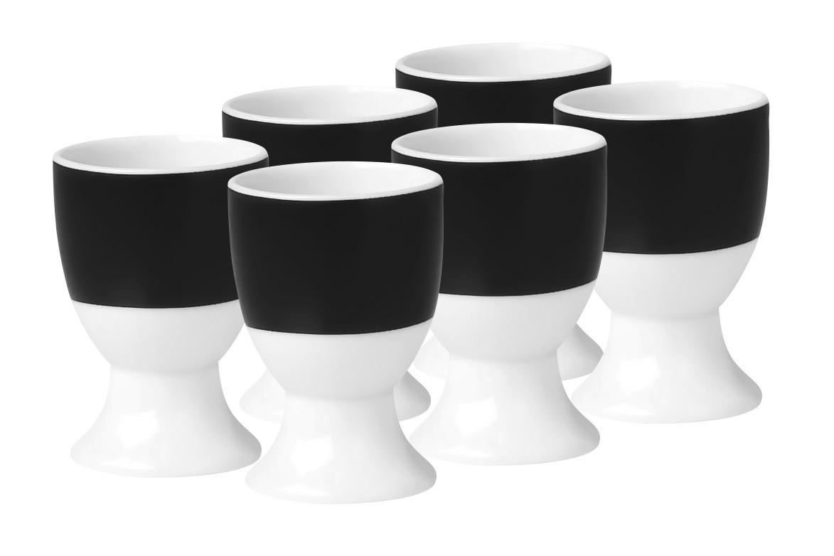 Eierbecherset Schwarz Weiß 6-teilig D: 4,5cm - Schwarz/Weiß, Basics, Keramik (4,5/6,5cm) - Van Well