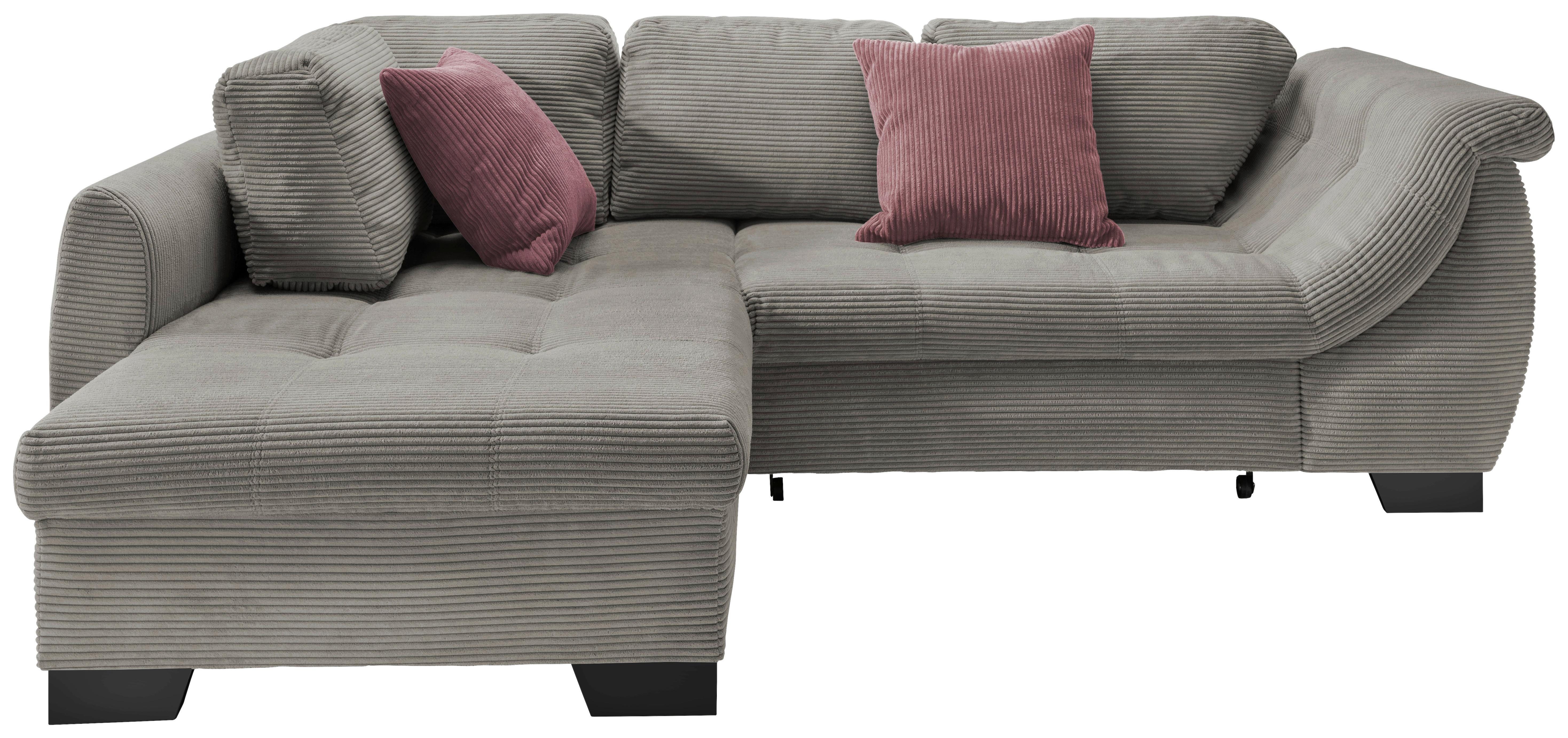 Ecksofa mit Schlaffunktion Flora Graubraun Cord - Koralle/Graubraun, Design, Textil (190/250cm) - MID.YOU