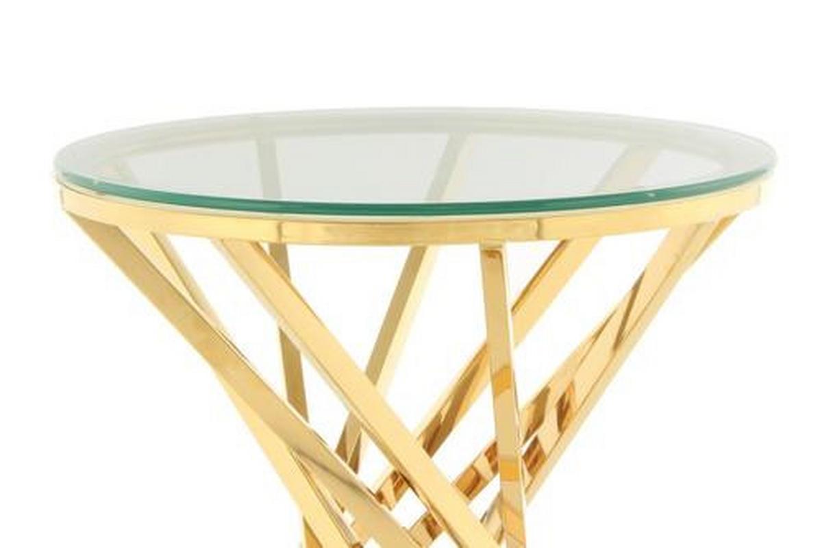 Beistelltisch mit Glasplatte Klar/Goldfarben - Klar/Goldfarben, Trend, Glas/Metall (50/55/50cm) - Kayoom