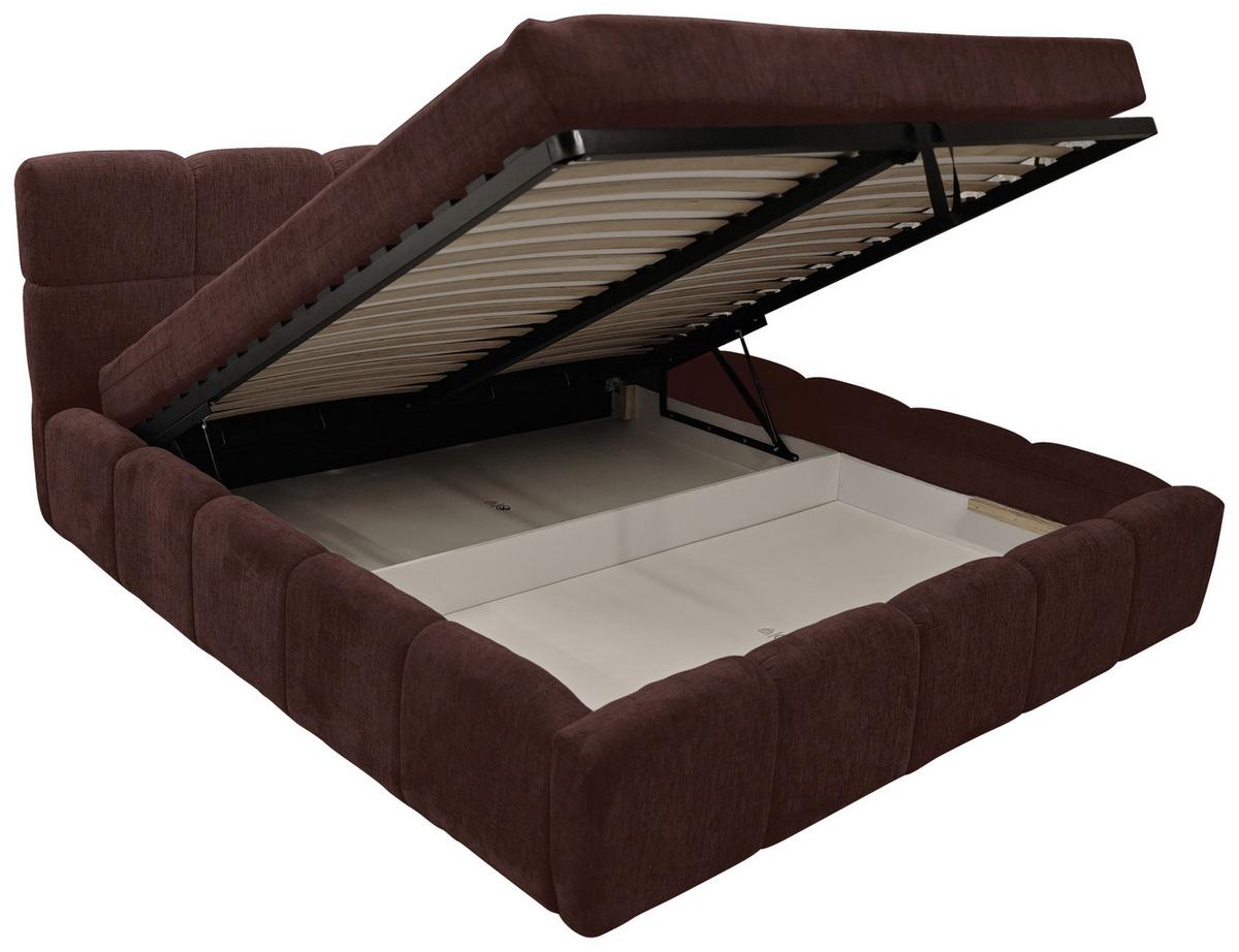 Polsterbett Noe Bordeaux 180x200 Cm - Bordeaux/Schwarz, Trend, Textil/Metall (180/200cm)