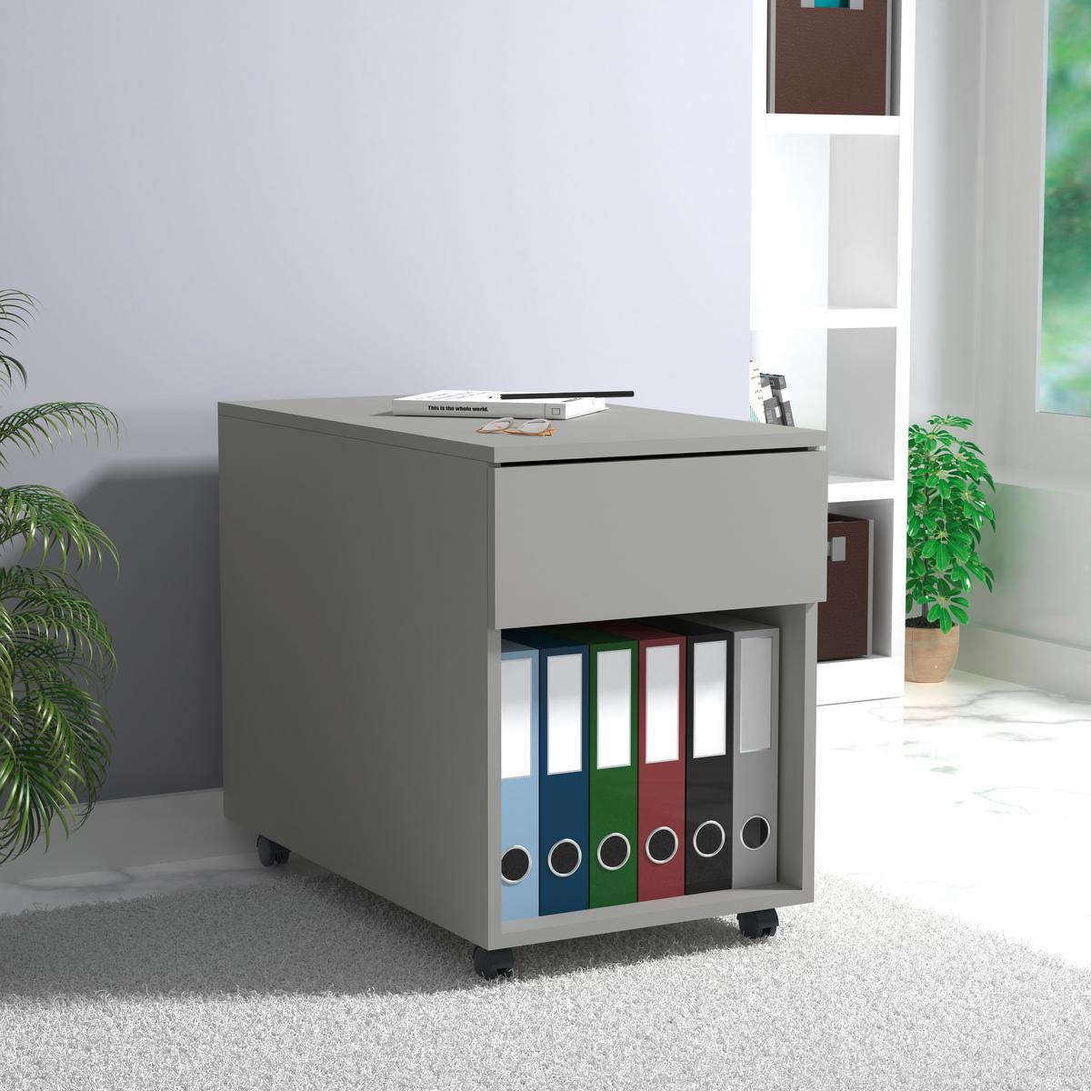 Rollcontainer Dalosa Grau B: 39 cm - Grau, Design, Holzwerkstoff/Kunststoff (39/55/70cm) - MID.YOU