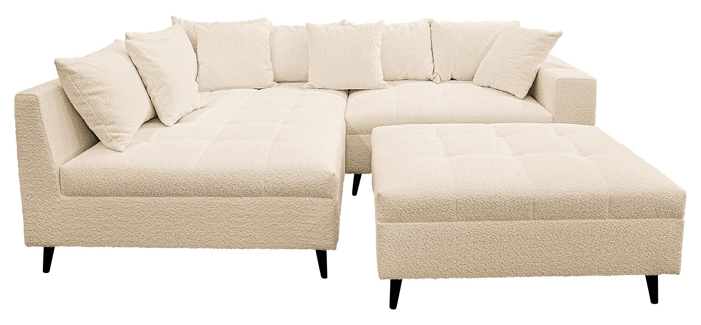 Ecksofa Pruno, Beige S: 174x247 Cm - Beige/Schwarz, Design, Textil (174/247cm) - MID.YOU