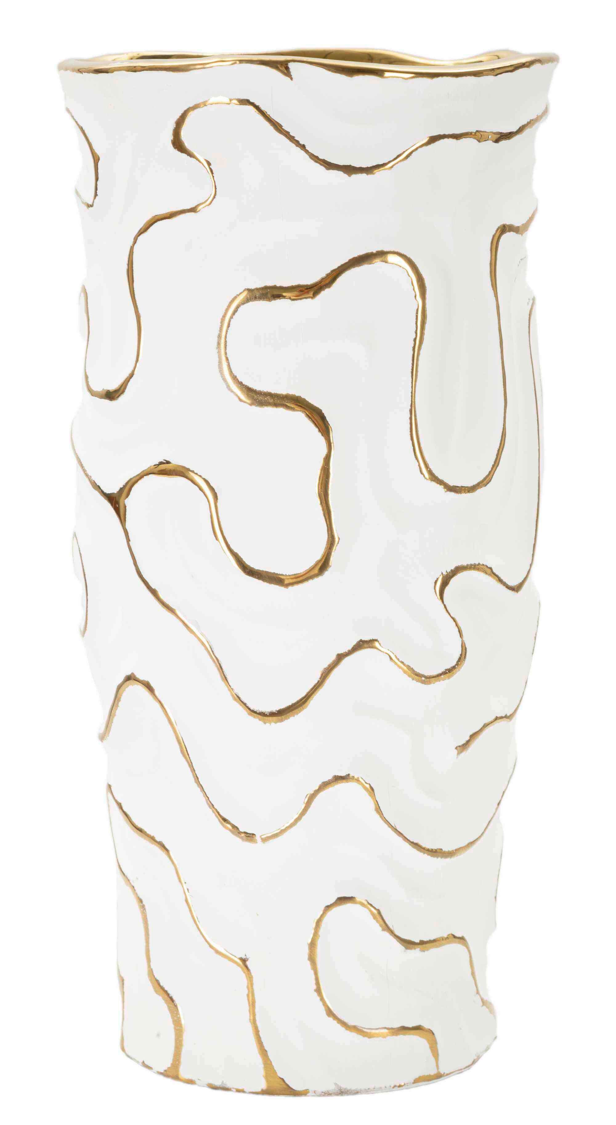 Vase Adore Weiß, Goldfarben B: 16 Cm - Goldfarben/Weiß, Basics, Keramik (16/32.5/16cm)