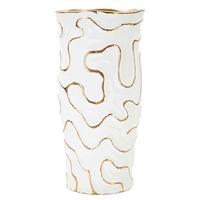 Vase Adore Weiß, Goldfarben B: 16 Cm - Goldfarben/Weiß, Basics, Keramik (16/32.5/16cm)