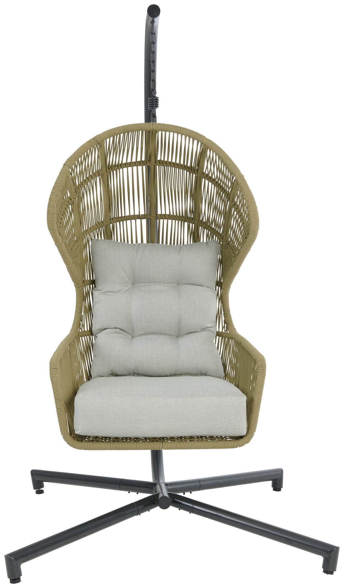 Hängesessel mit Gestell Paris Mit Sitz- und Rückenkissen - Beige/Limette, MODERN, Kunststoff/Textil (110/198/117cm) - Beldano