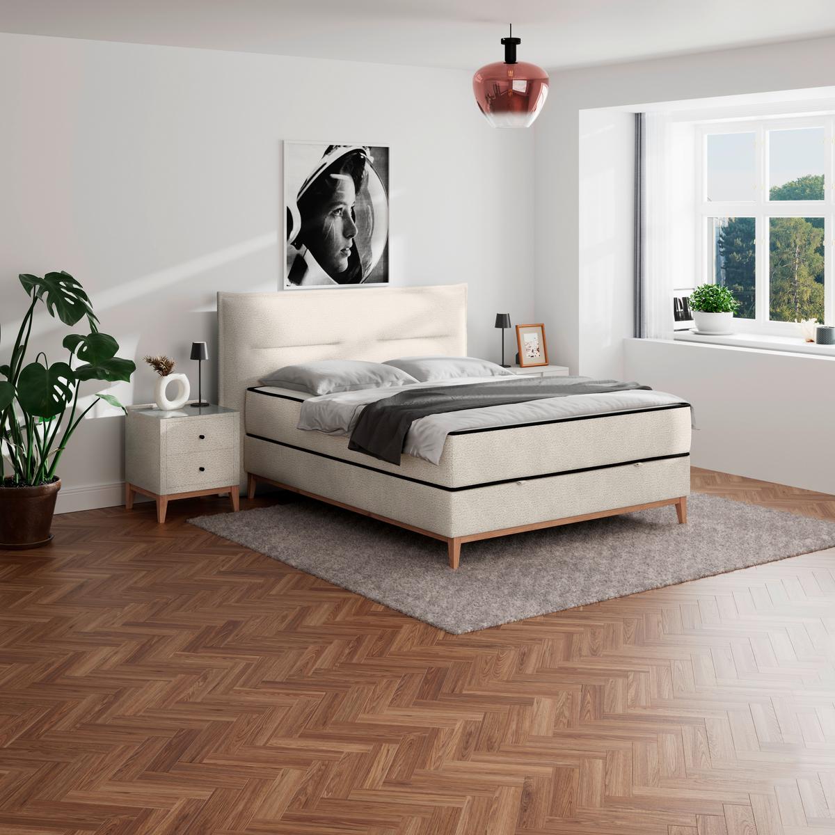 Boxbett Smile inkl. Matratze 160x200 - Creme, KONVENTIONELL, Holz/Holzwerkstoff (160/200cm) - James Wood