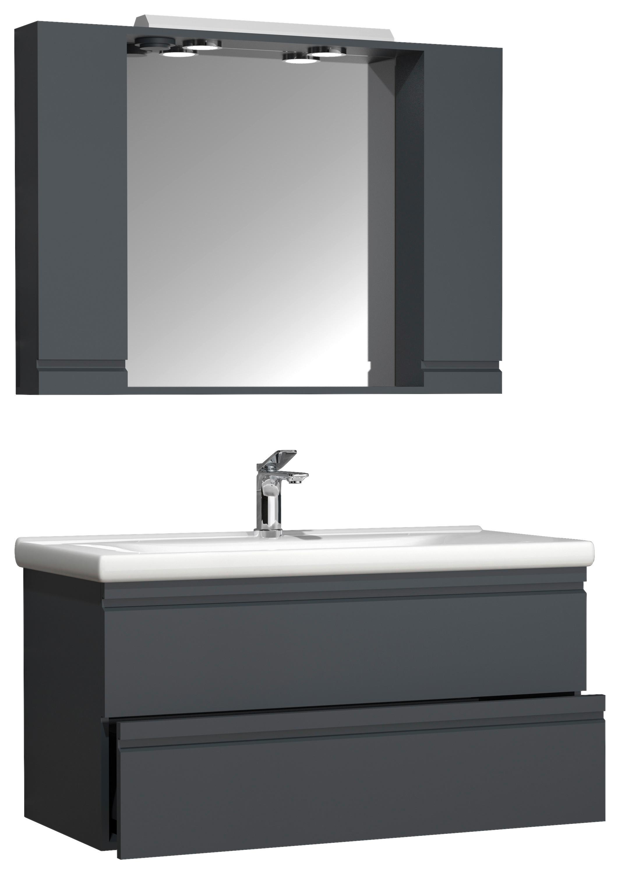 Badezimmer Silora Xl - Anthrazit/Weiß, MODERN, Glas/Keramik (100cm) - MID.YOU