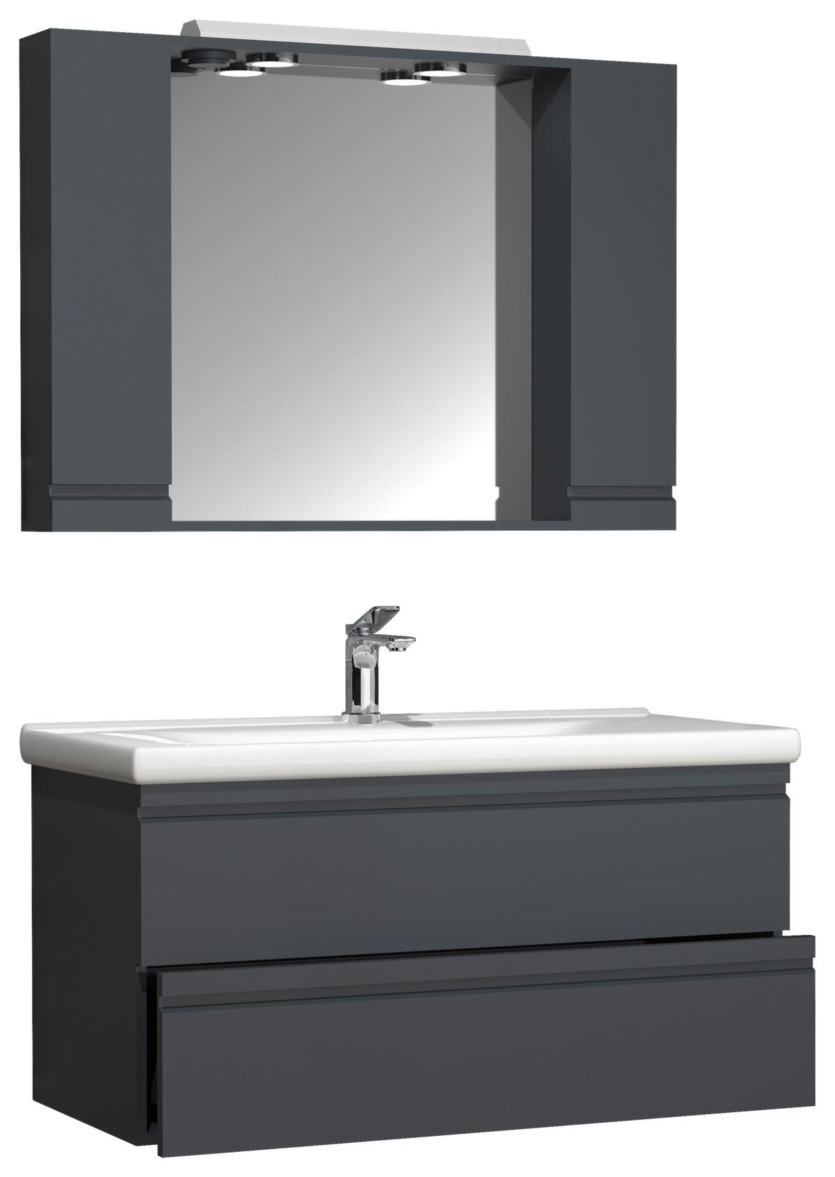 Badezimmer Silora Xl - Anthrazit/Weiß, MODERN, Glas/Keramik (100cm) - MID.YOU