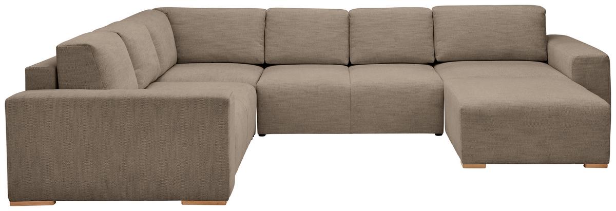 Wohnlandschaft Vouge Braun U: 283x371x208 Cm - Buchefarben/Schwarz, KONVENTIONELL, Textil (283/371/208cm) - Livetastic