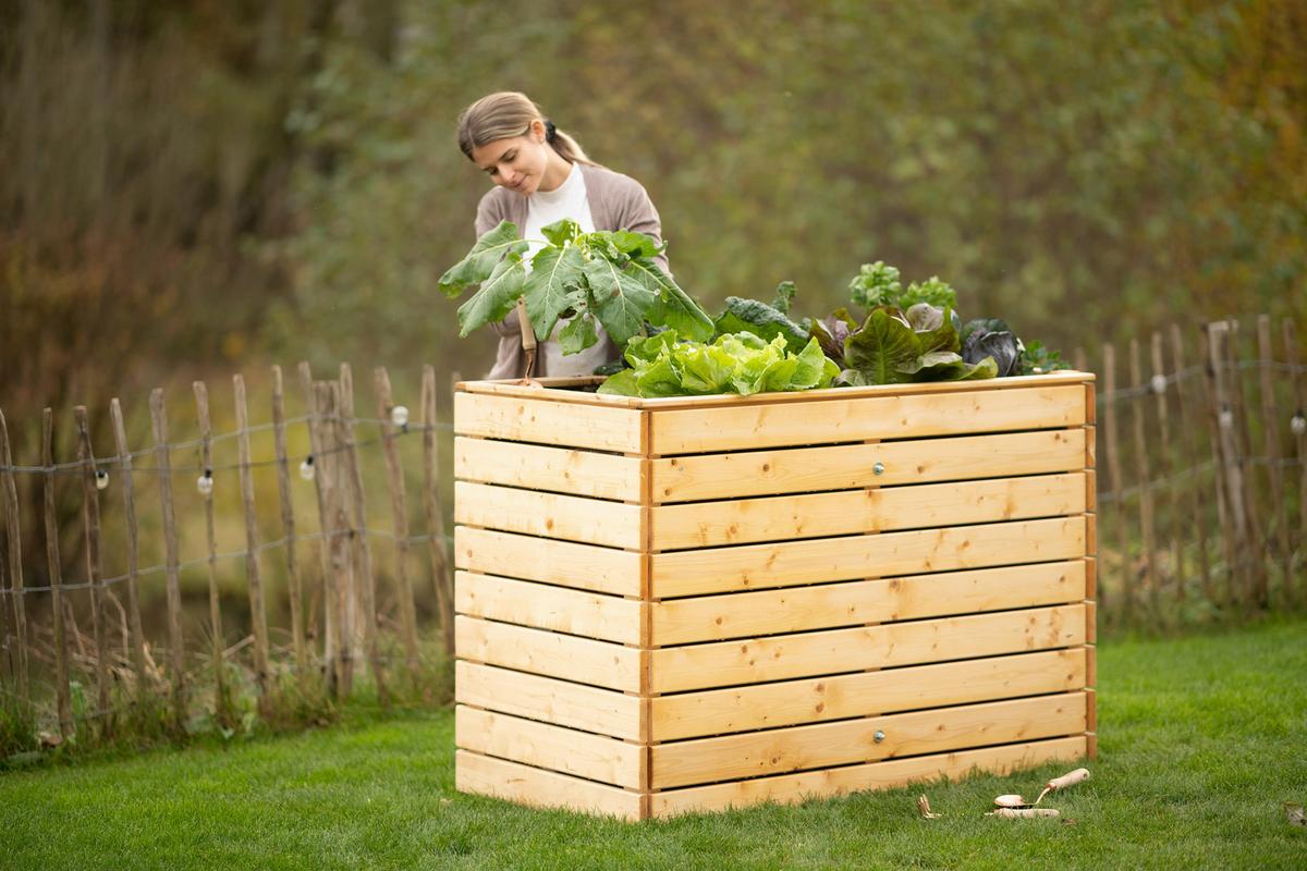 Hochbeet Echtholz Fichte 70x90x130 Cm  Fichtefarben - Fichtefarben, Basics, Holz (70/90/130cm)
