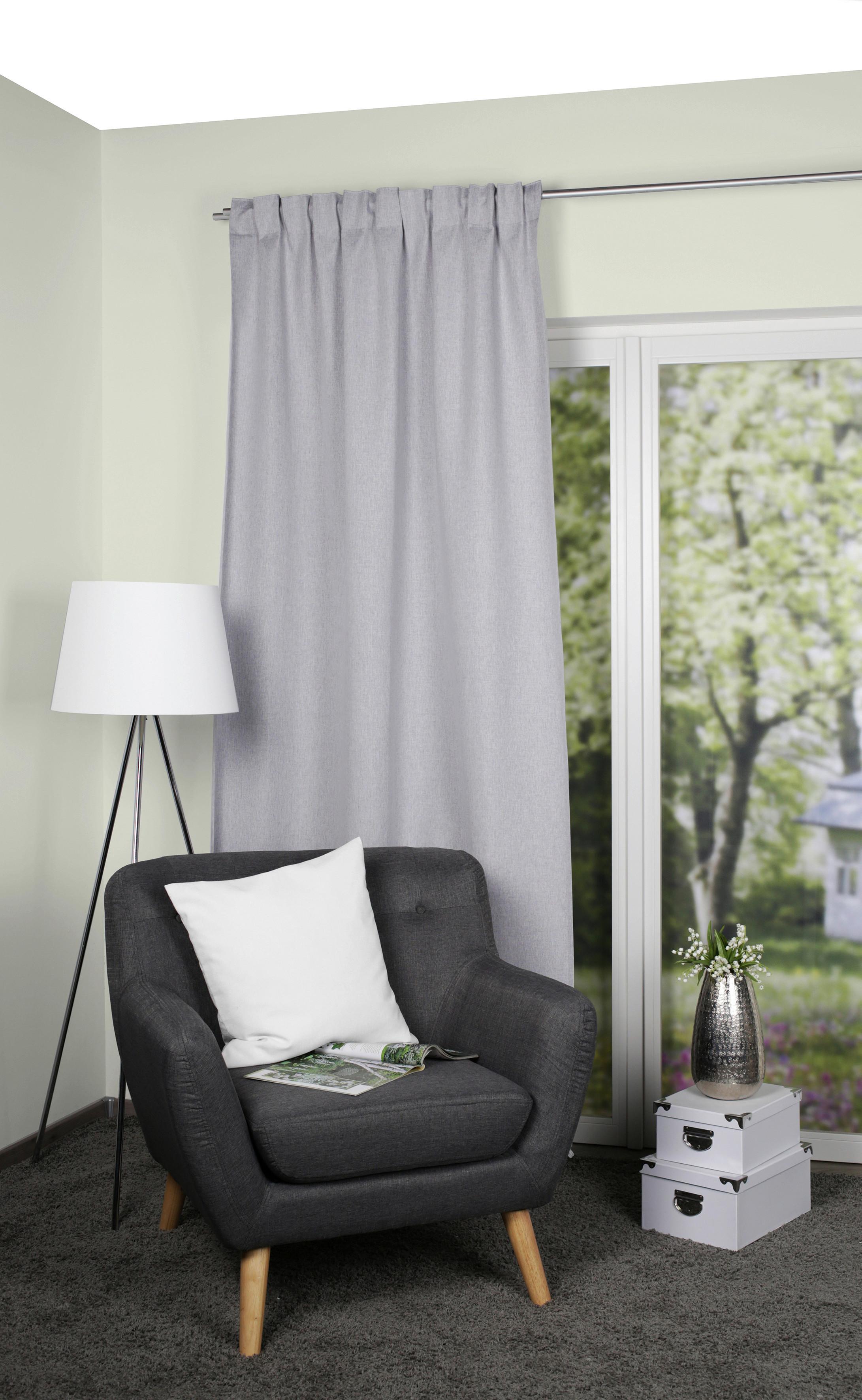 Hotový závěs Haru šedá, 140x245cm - šedá, Moderní, textil (140/245cm)
