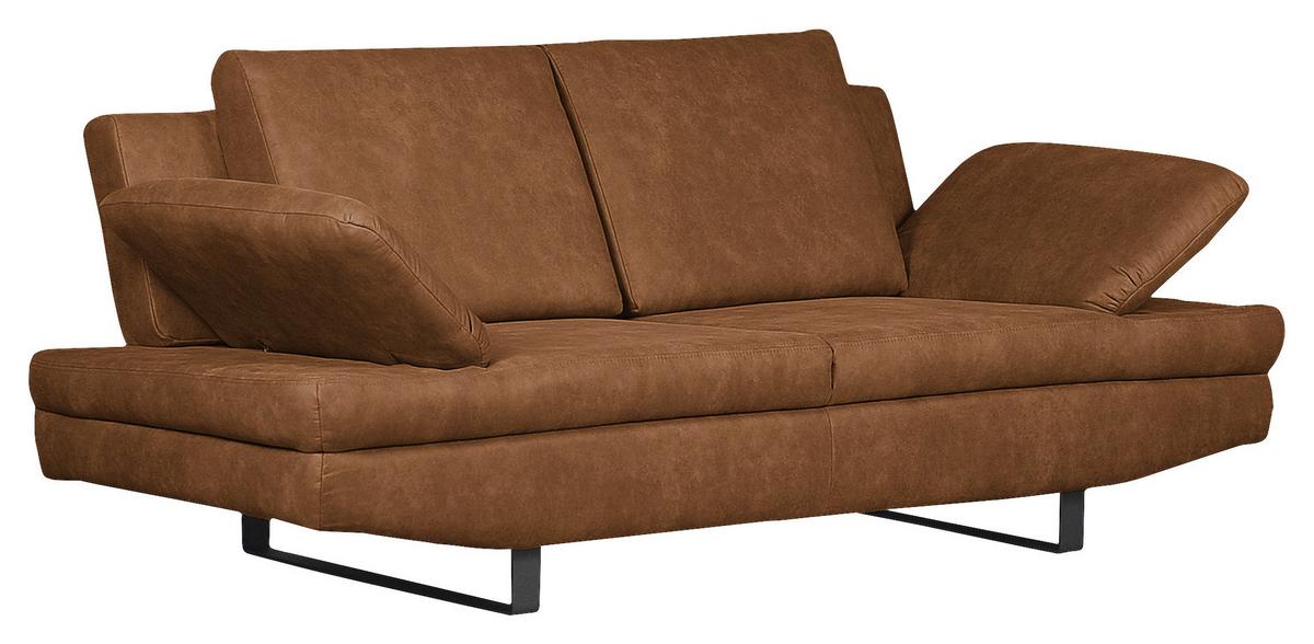 2-Sitzer-Sofa Jovanna, Cognac B: 198 cm - Cognac/Schwarz, Design, Textil (198/78/88cm) - MID.YOU
