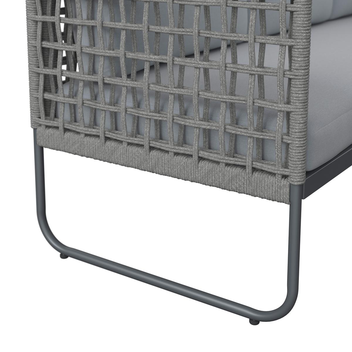 Loungegarnitur Perth - Anthrazit/Grau, MODERN, Glas/Textil (196/218,5cm) - Beldano