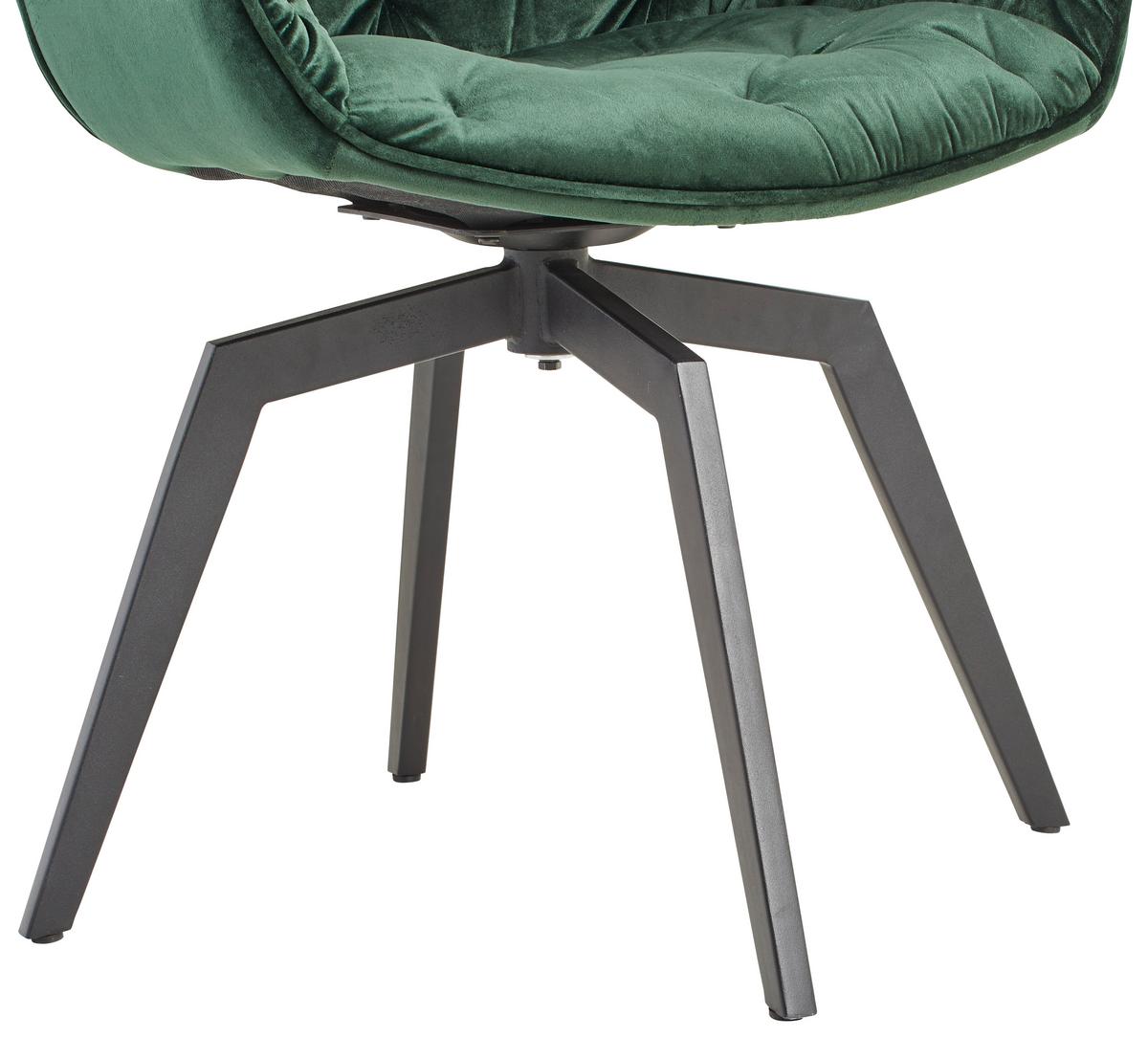 Armlehnstuhl Avegno Dunkelgrün mit drehbare Sitzfläche - Dunkelgrün/Schwarz, MODERN, Holz/Textil (58/83/63cm) - Livetastic