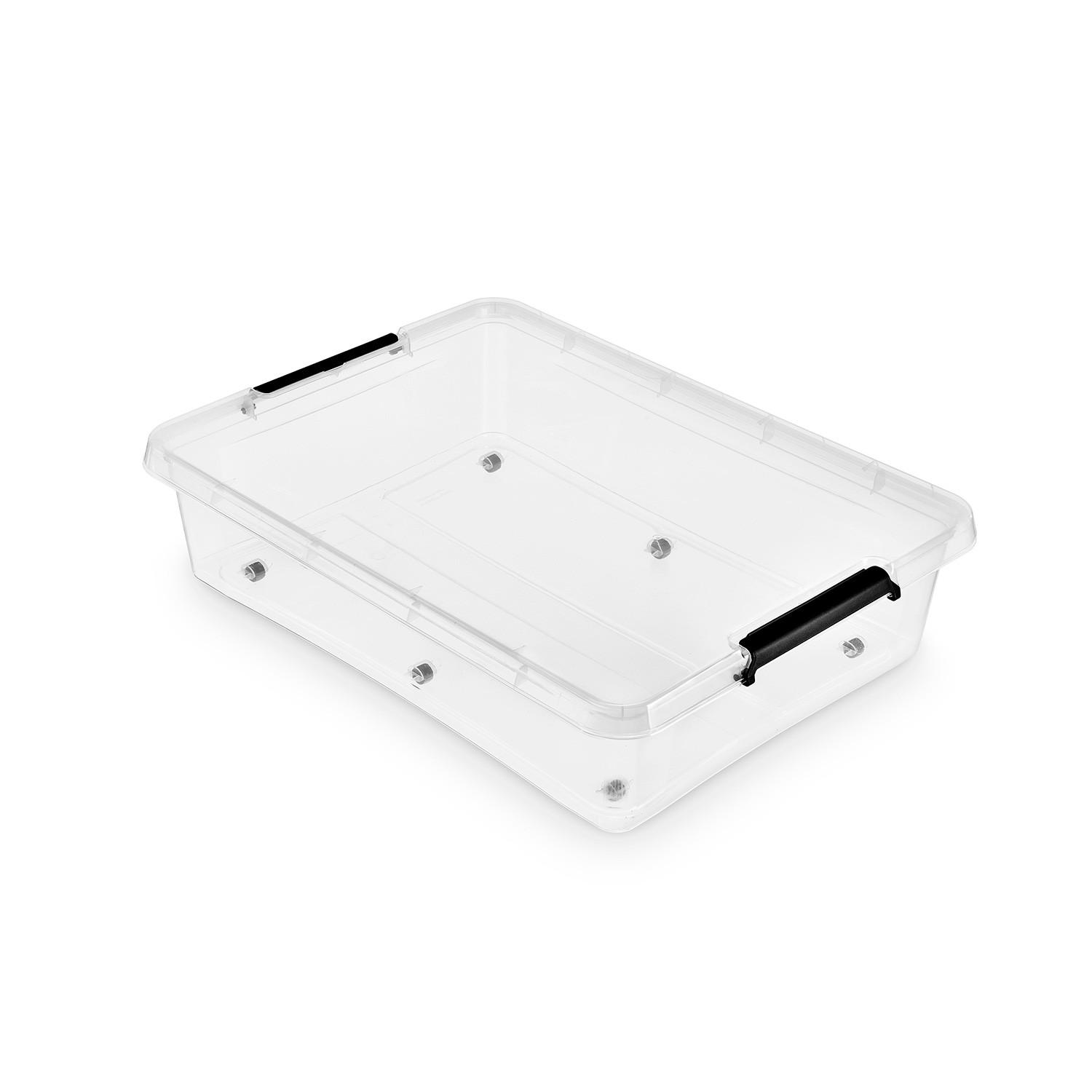 Unterbettroller mit Deckel Mila 61l, 76x57x18,5 cm - Transparent/Schwarz, Basics, Kunststoff (76/57/18,5cm) - Homezone