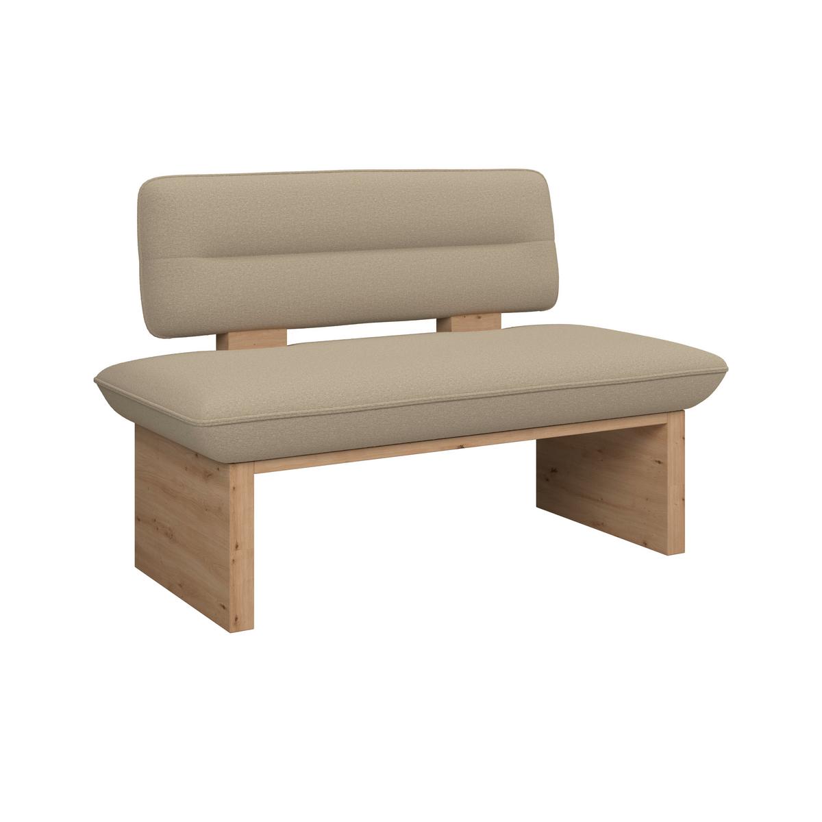 Sitzbank Beluna II Webstoff beige, B: 140cm - Eichefarben/Beige, KONVENTIONELL, Holzwerkstoff/Textil (140/87/67cm) - James Wood