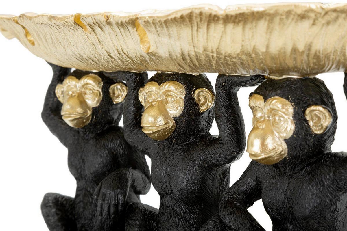 Skulptur Decor Monkey Tris Schwarz, Goldfarben, B: 42 cm - Goldfarben/Schwarz, Basics, Kunststoff (42/20/15.7cm)