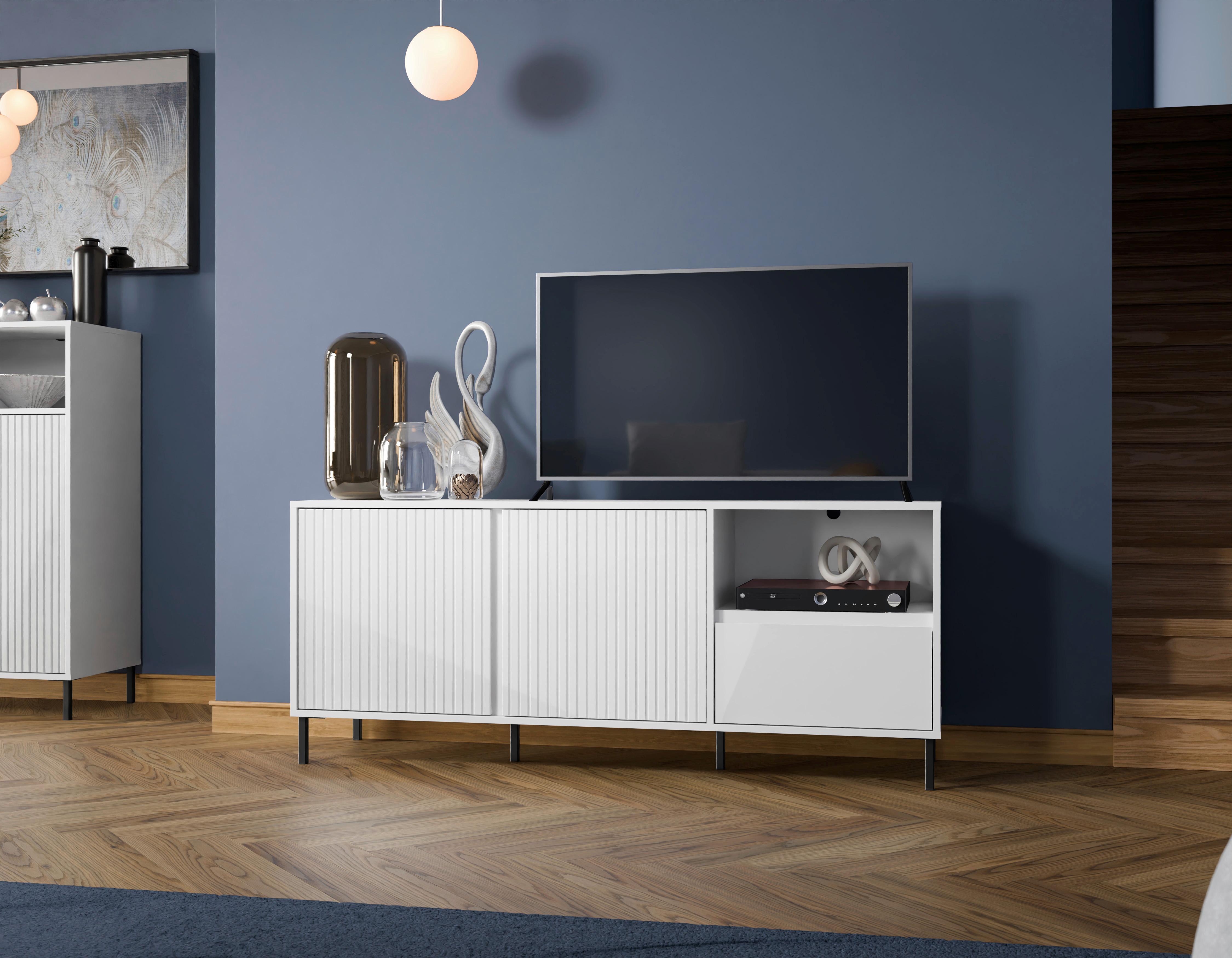 Tv-element Avenale Weiß B: 157,8 Cm - Schwarz/Weiß, Trend, Holzwerkstoff (157,8/65,4/40cm)