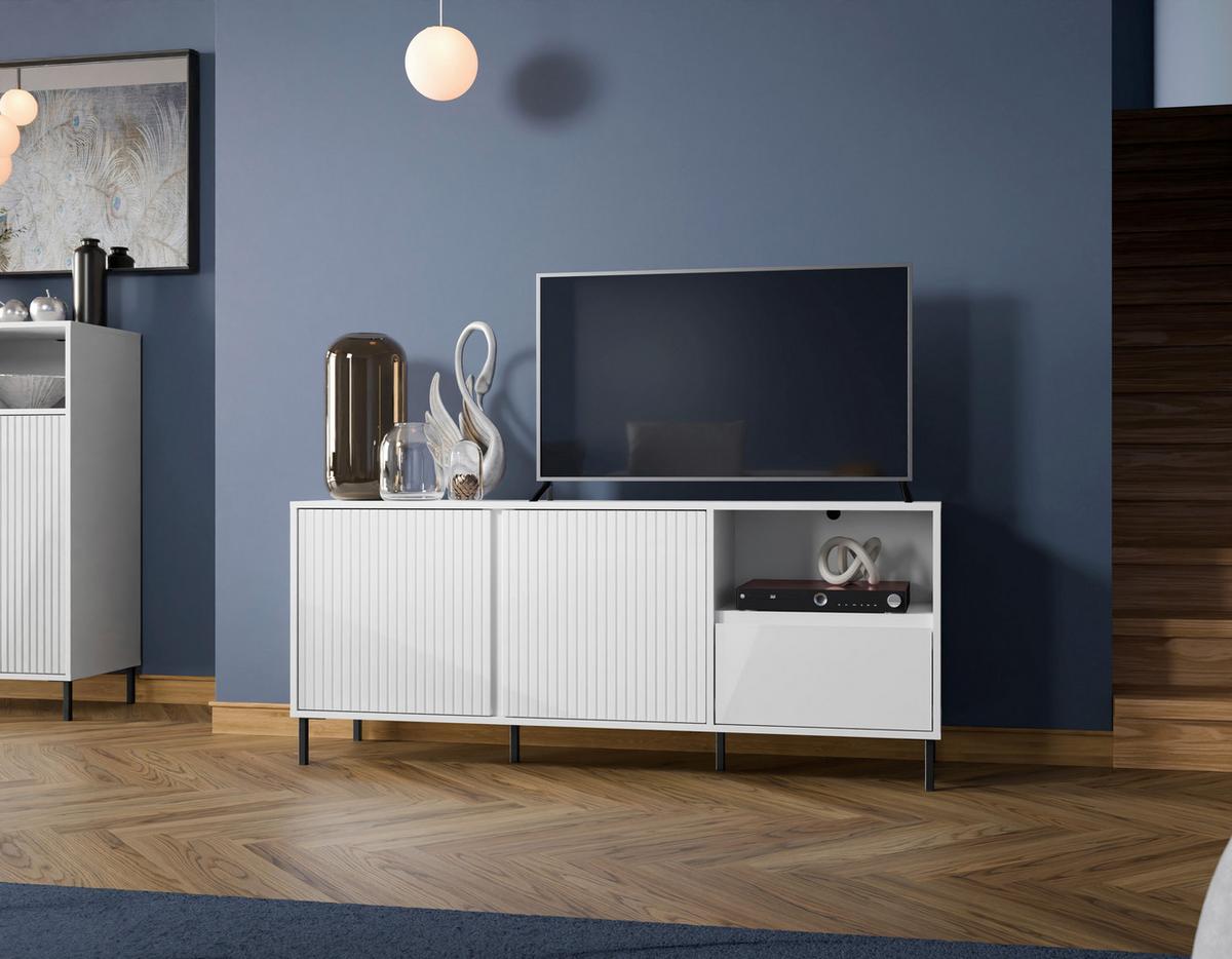 Tv-element Avenale Weiß B: 157,8 Cm - Schwarz/Weiß, Trend, Holzwerkstoff (157,8/65,4/40cm)