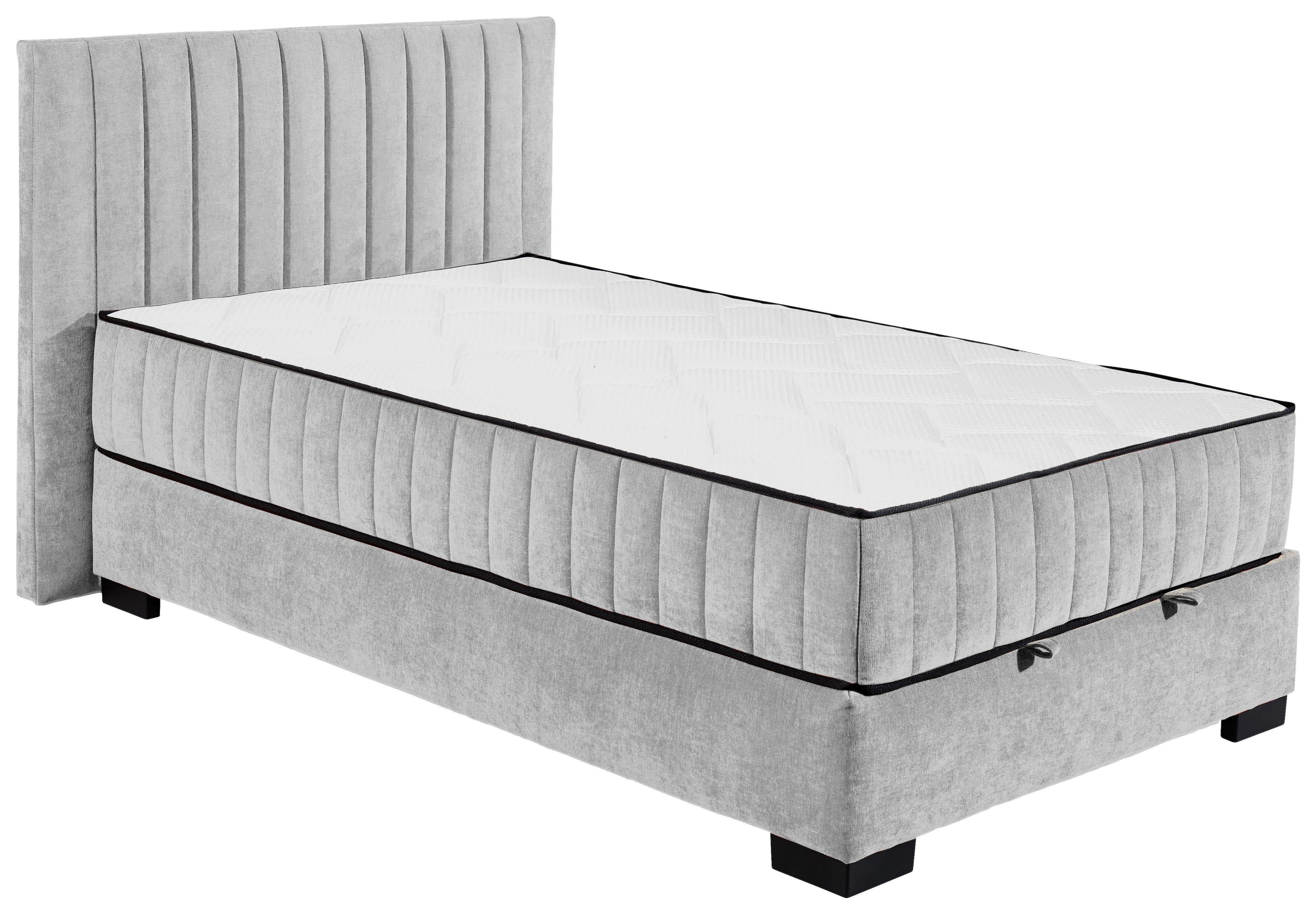 Boxbett Nagol C - Hellgrau/Schwarz, MODERN, Holzwerkstoff/Textil (120/200cm) - MID.YOU