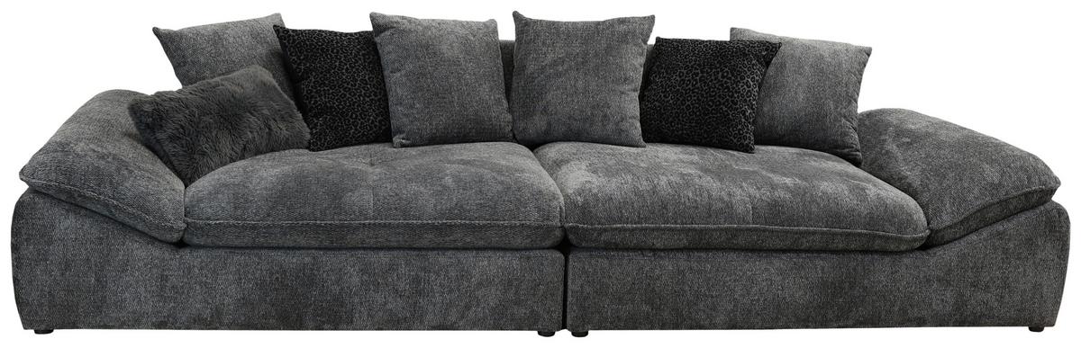 Bigsofa Diun Chenille Anthrazit,s:310x124cm - Anthrazit/Schwarz, Trend, Textil (310/76-90/124cm) - Luca Bessoni