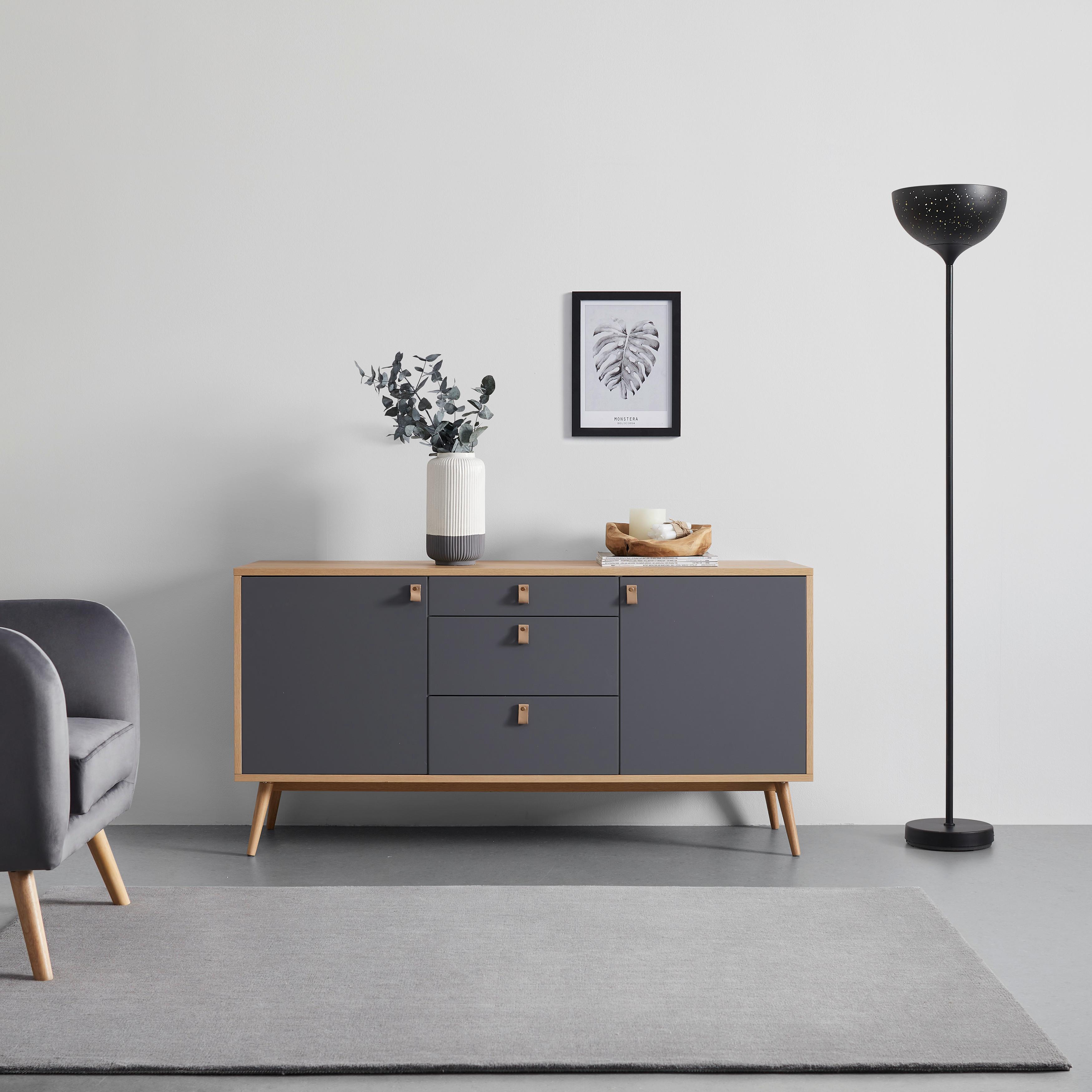 Široká komoda LENA prírodné farby/sivá - svetlohnedá/sivá, Modern, drevo/kompozitné drevo (150/75/40cm) - Bessagi Home