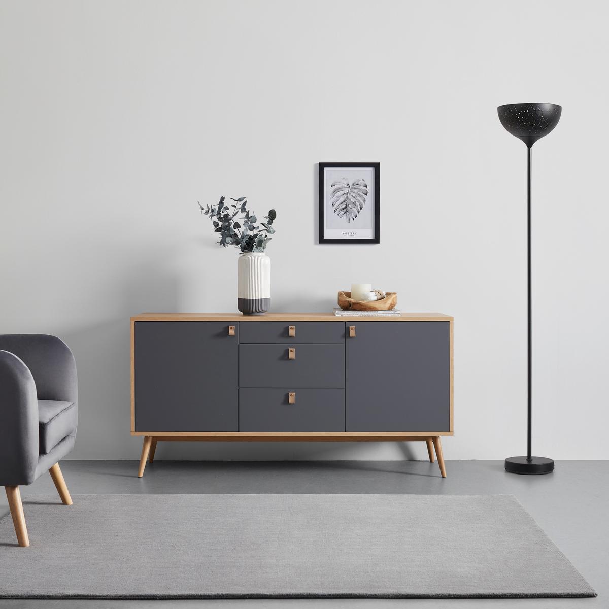 Široká komoda LENA prírodné farby/sivá - svetlohnedá/sivá, Modern, drevo/kompozitné drevo (150/75/40cm) - Bessagi Home