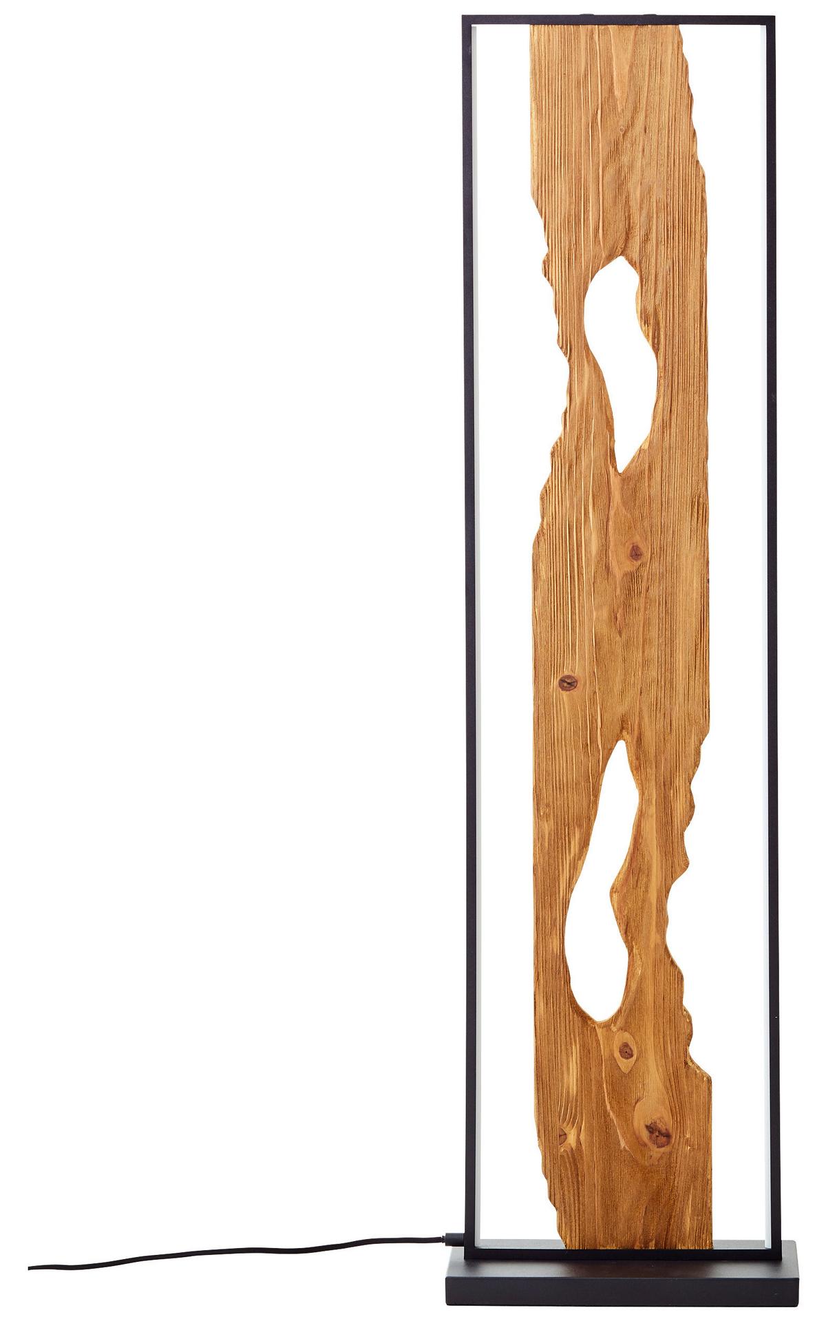 Stehleuchte Holz Chaumont Braun/Schwarz mit Fußschalter - Schwarz/Braun, Design, Holz/Metall (33/18/120cm) - Brilliant