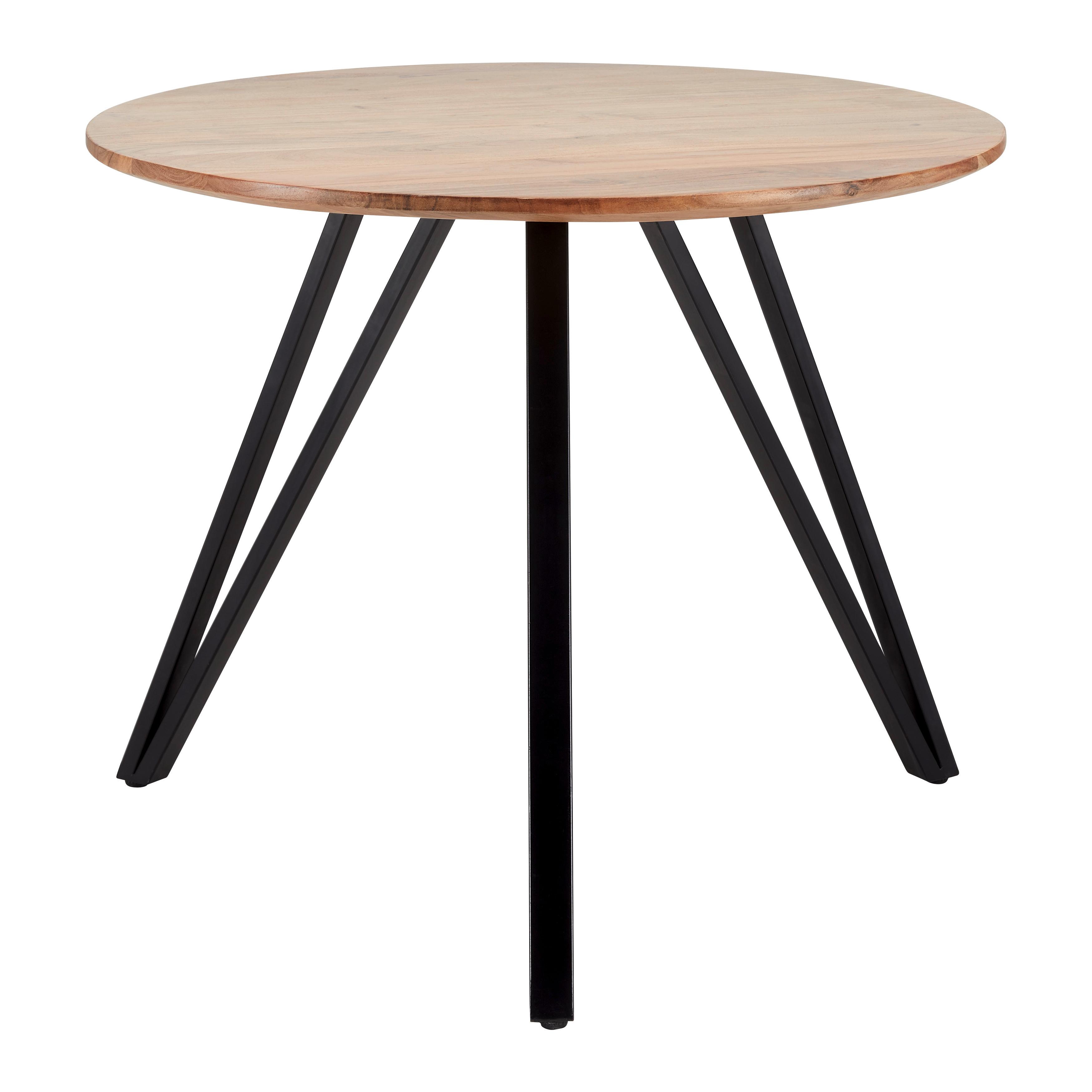 Jídelní stůl ELIAS 90cm - černá/barvy akácie, Moderní, kov/dřevo (90/90/74cm) - Bessagi Home