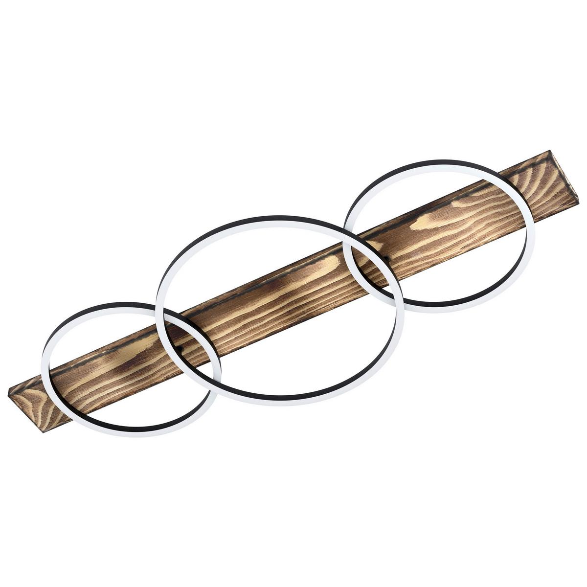 LED-Deckenleuchte 99413* Boyal - Schwarz/Braun, Natur, Holz/Kunststoff (101/40/9,5cm) - Eglo