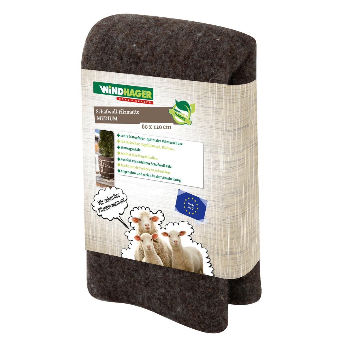 Schafwoll-Filzmatte, 60x120 cm Witterungsbeständig - Grau, Basics, Textil (60/120cm) - Windhager