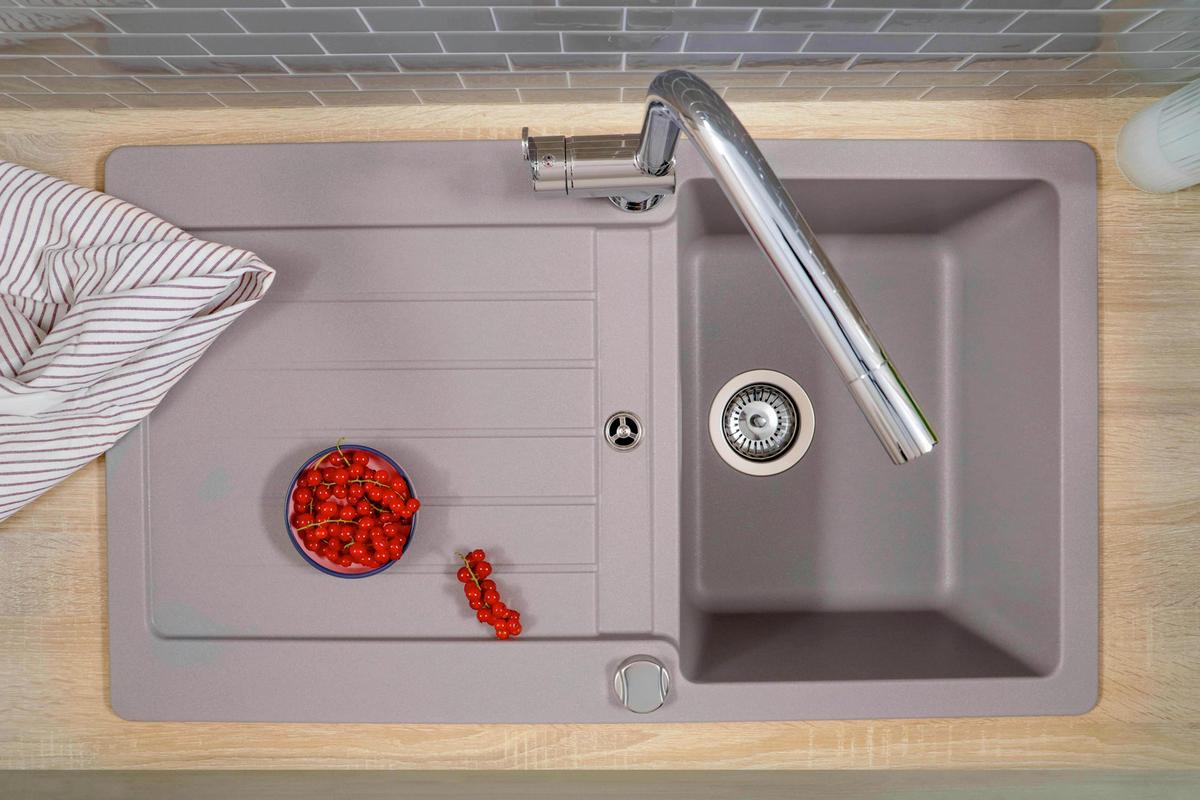 Spüle Austin Grau B: 86 cm - Grau, Design, Stein (86/21/50cm) - Respekta