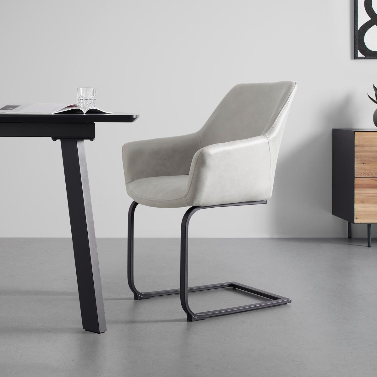 Židle PRIA světle šedá - černá/světle šedá, Moderní, kov/dřevo (61/85/62cm) - Bessagi Home