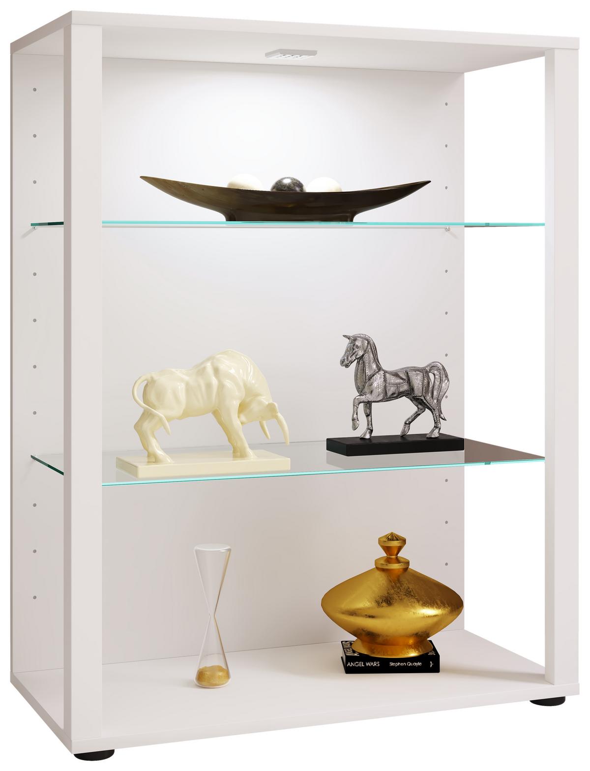 Vitrína GLASOL, bílá - bílá/černá, Moderní, kompozitní dřevo/plast (70/90/35cm) - MID.YOU