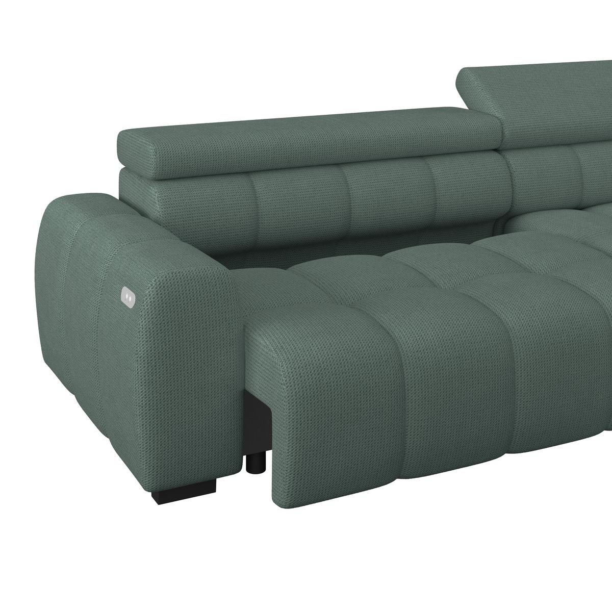 Ecksofa Fargo S Grün, B: 285 Cm - Schwarz/Grün, Trend, Textil (285/168cm)
