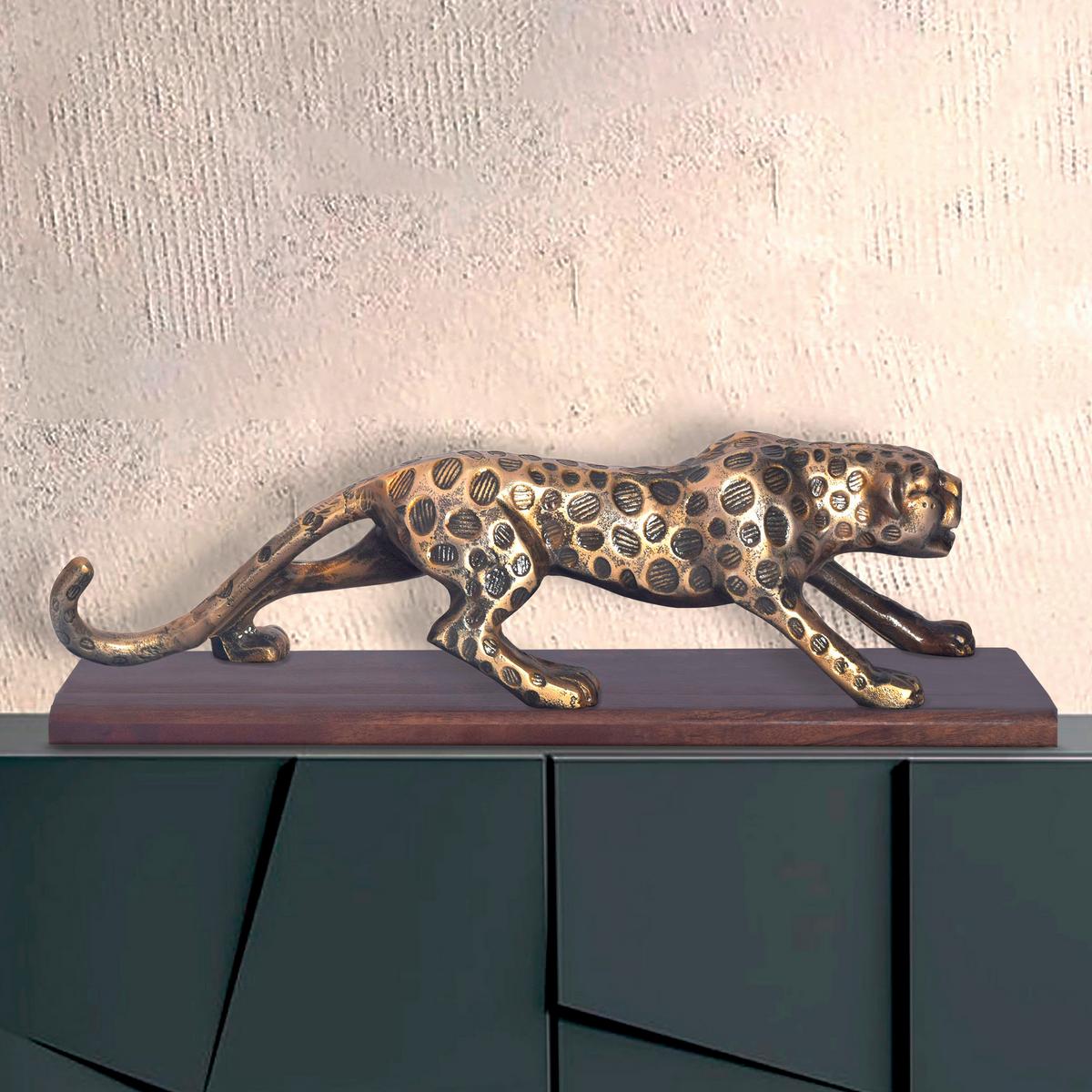 Dekotier Panther Goldfarben B: 63 cm - Goldfarben, Design, Metall (63/17,5/16cm) - Livetastic