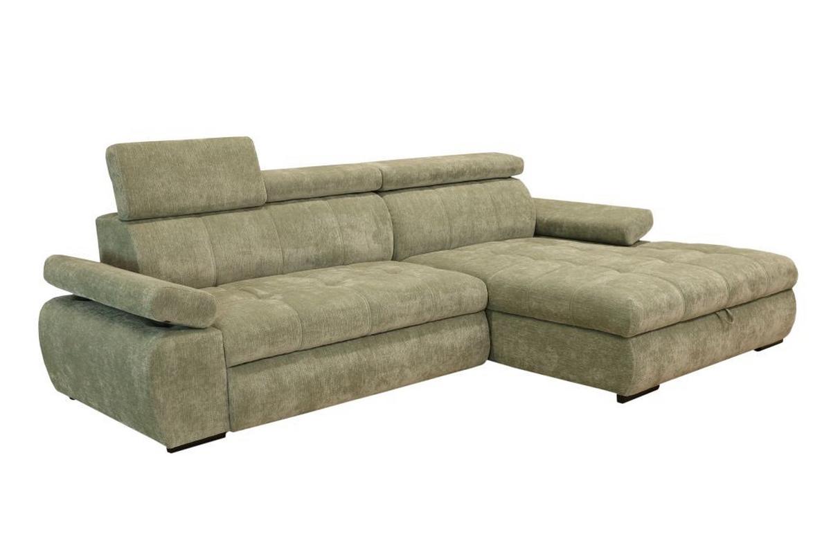 Rohová sedačka VEGAS, pravá, šalviovozelená ženilka - čierna/šalviovozelená, Design, drevo/textil (294/173cm)