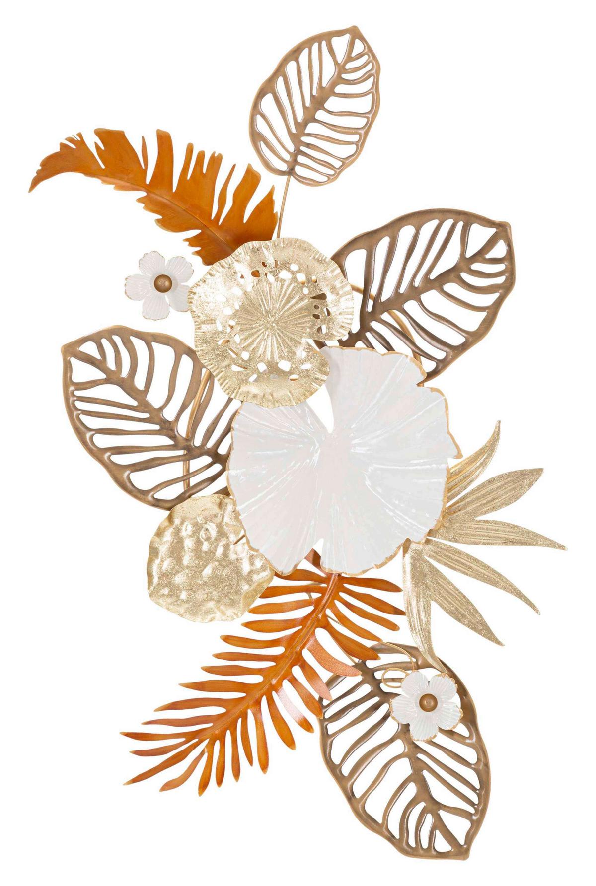 Wanddeko Bouquet Goldfarben, Weiß B: 50,8 cm - Basics, Metall (50.8/87/7cm)