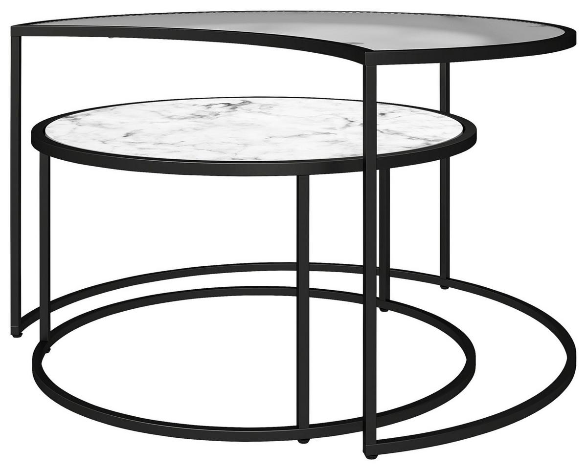 Couchtischset Moon Phases Weiß L: 78 Cm - Schwarz/Weiß, Design, Glas/Holzwerkstoff (78/45/62cm) - MID.YOU